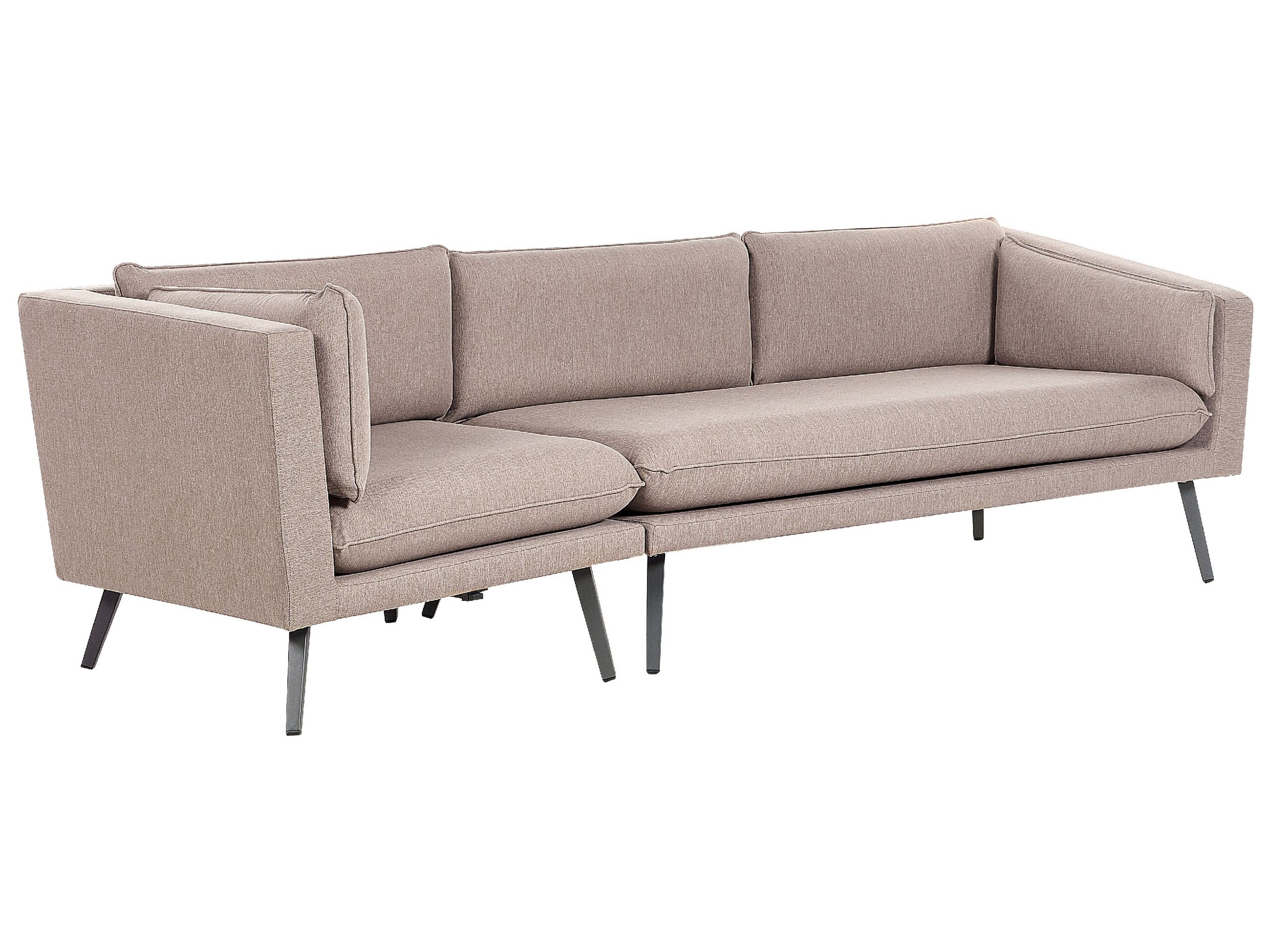Left Hand 3 Seater Garden Sofa Beige LORETELLO