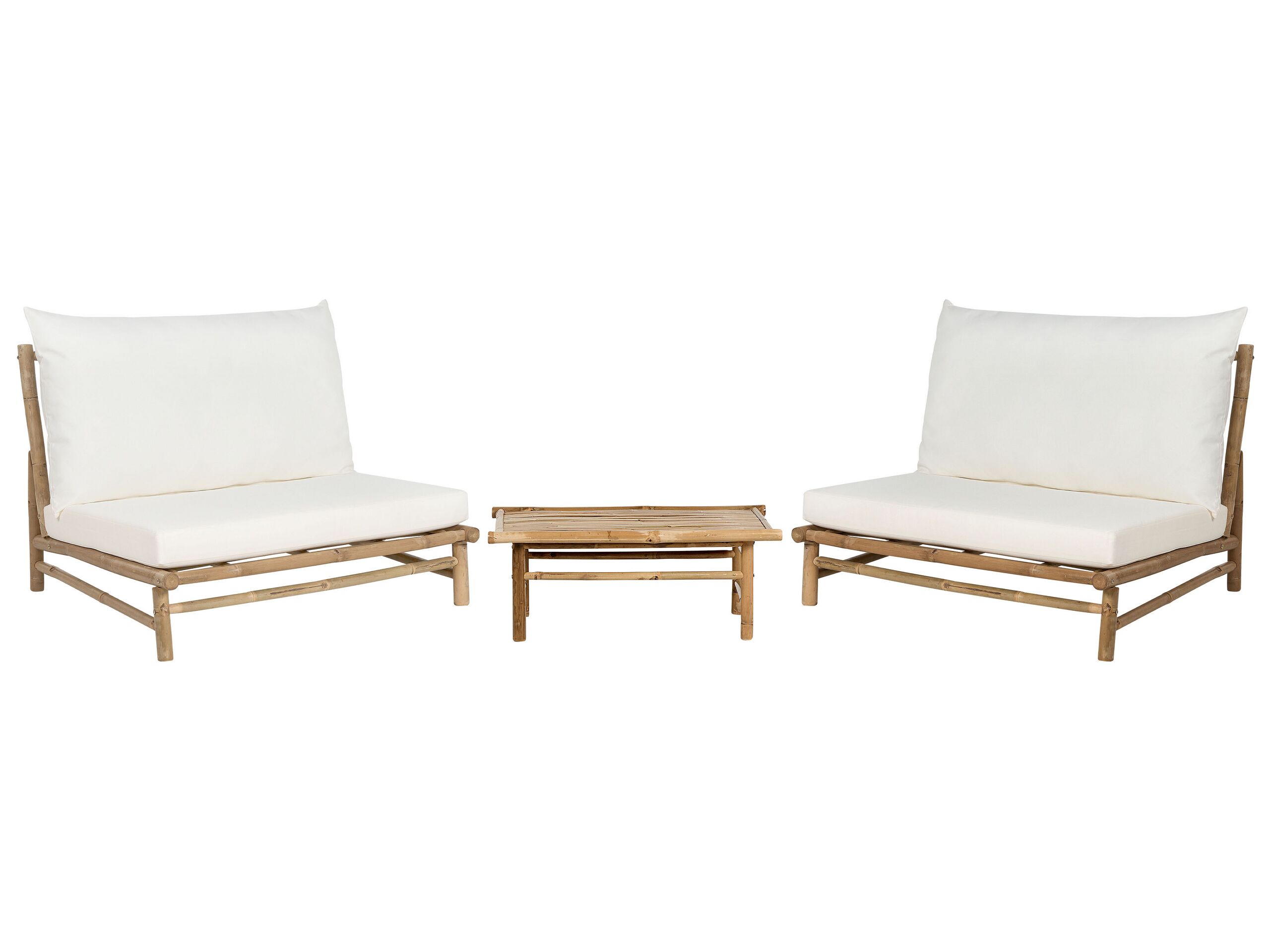 2 Seater Bamboo Lounge Set Light Wood and White TODI