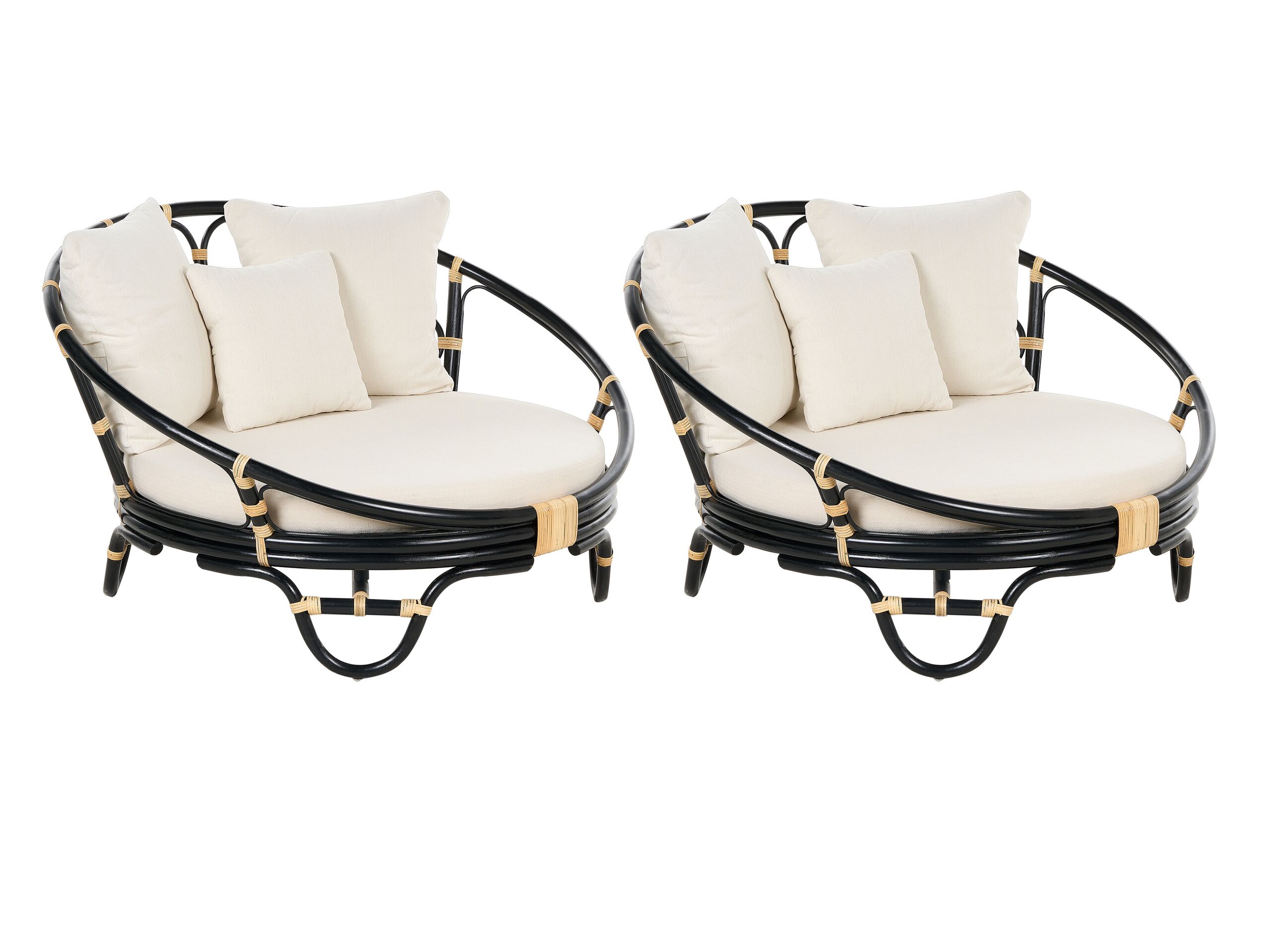 Set of 2 Rattan Garden Daybeds Black ROSSANO