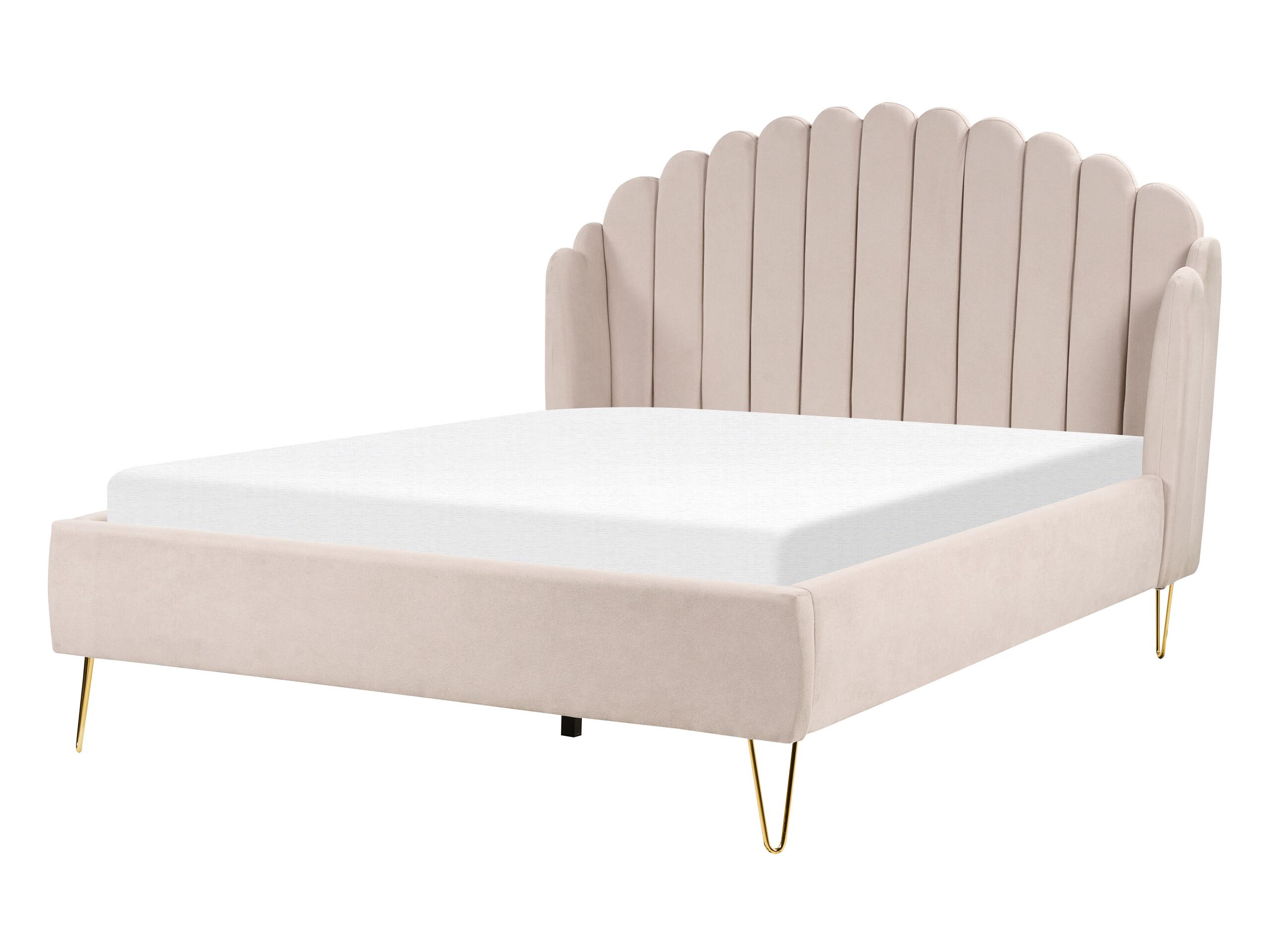 Fabric EU Double Size Bed Beige AMBILLOU