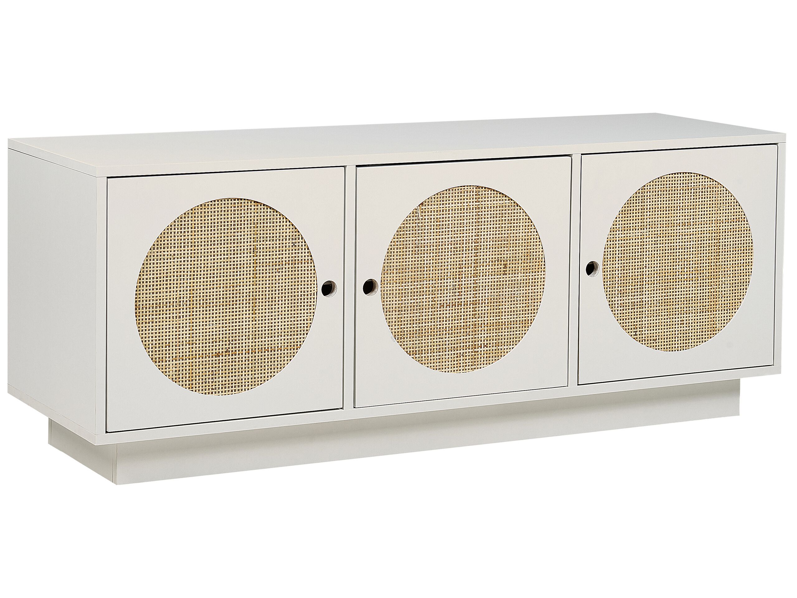 Rattan 3 Door Sideboard White UYUNI