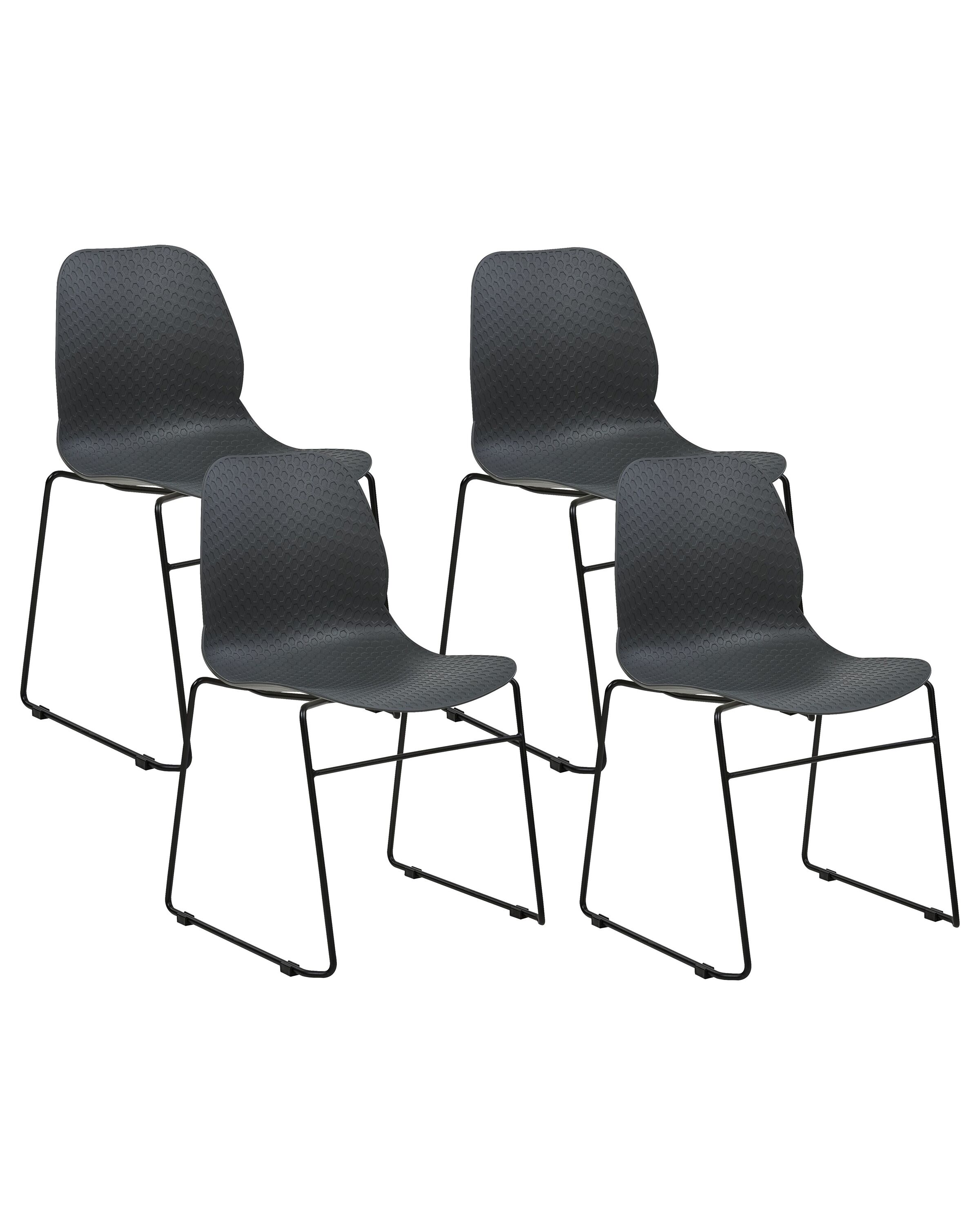 Set of 4 Dining Chairs Dark Grey PANORA
