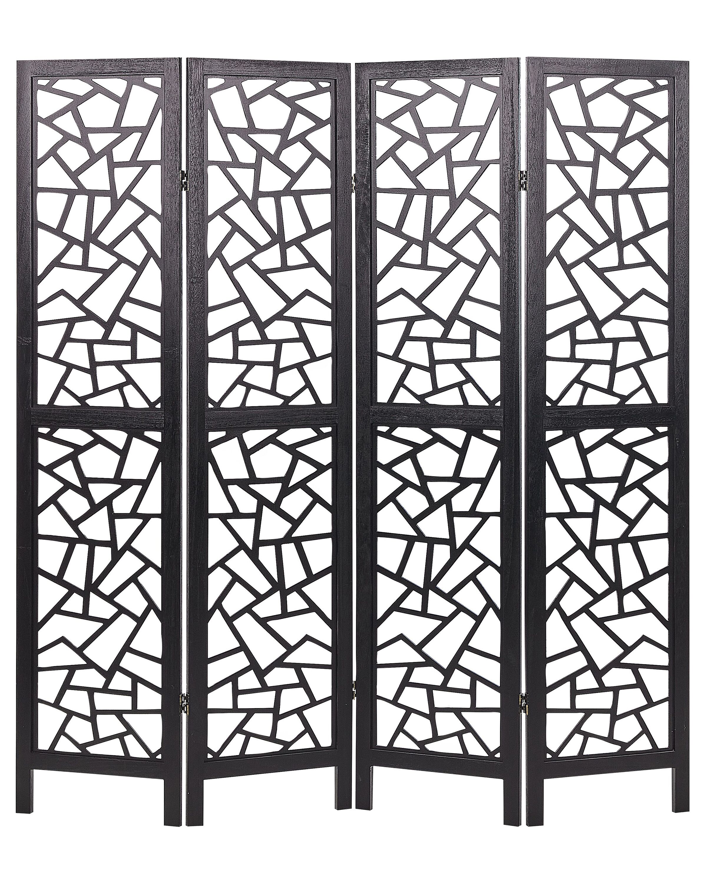 Wooden Folding 4 Panel Room Divider 170 x 163 cm Black PIANLARGO