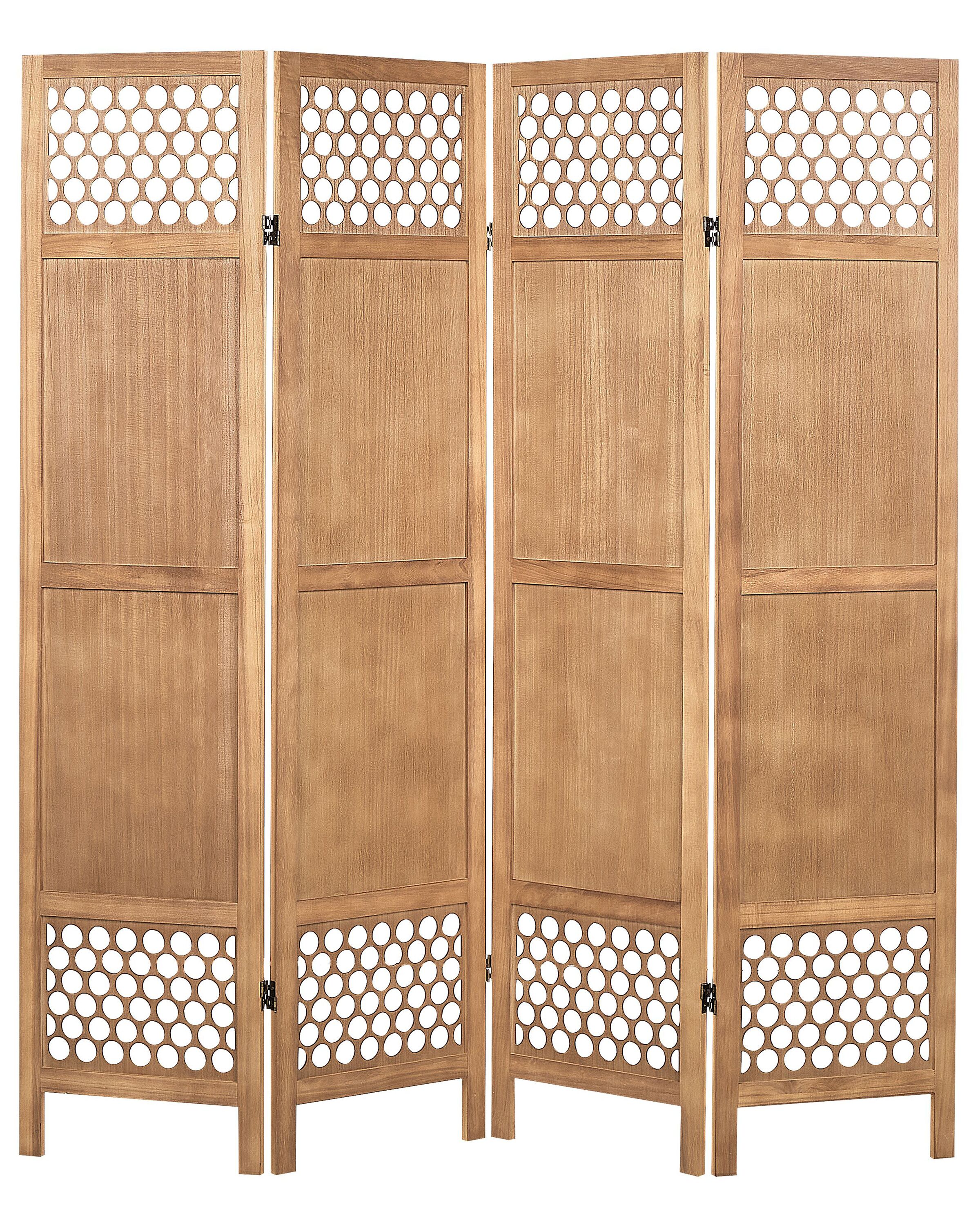 Wooden Folding 4 Panel Room Divider 170 x 163 cm Light Wood CERTOSA