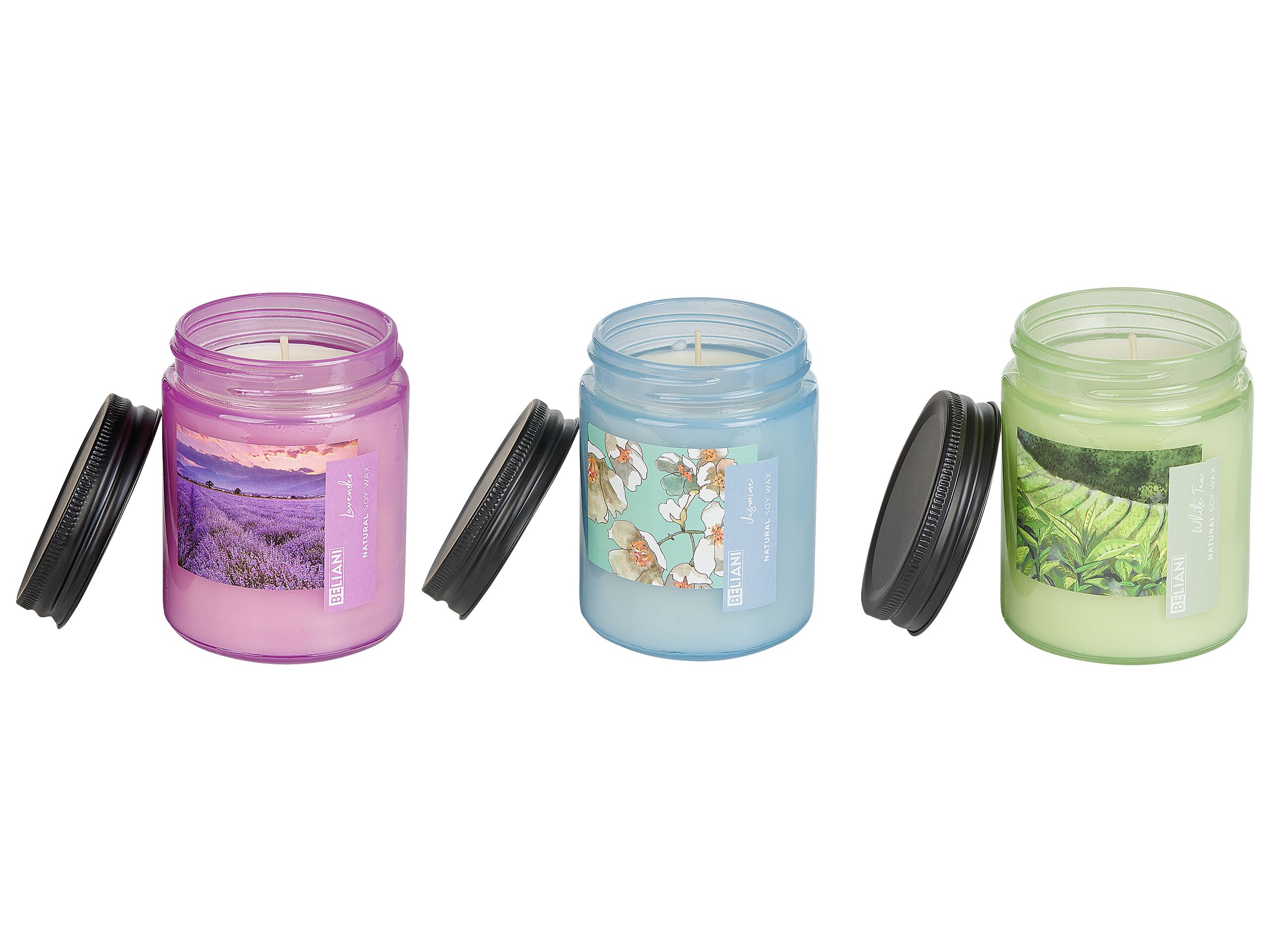 3 Soy Wax Scented Candles White Tea / Lavender / Jasmine