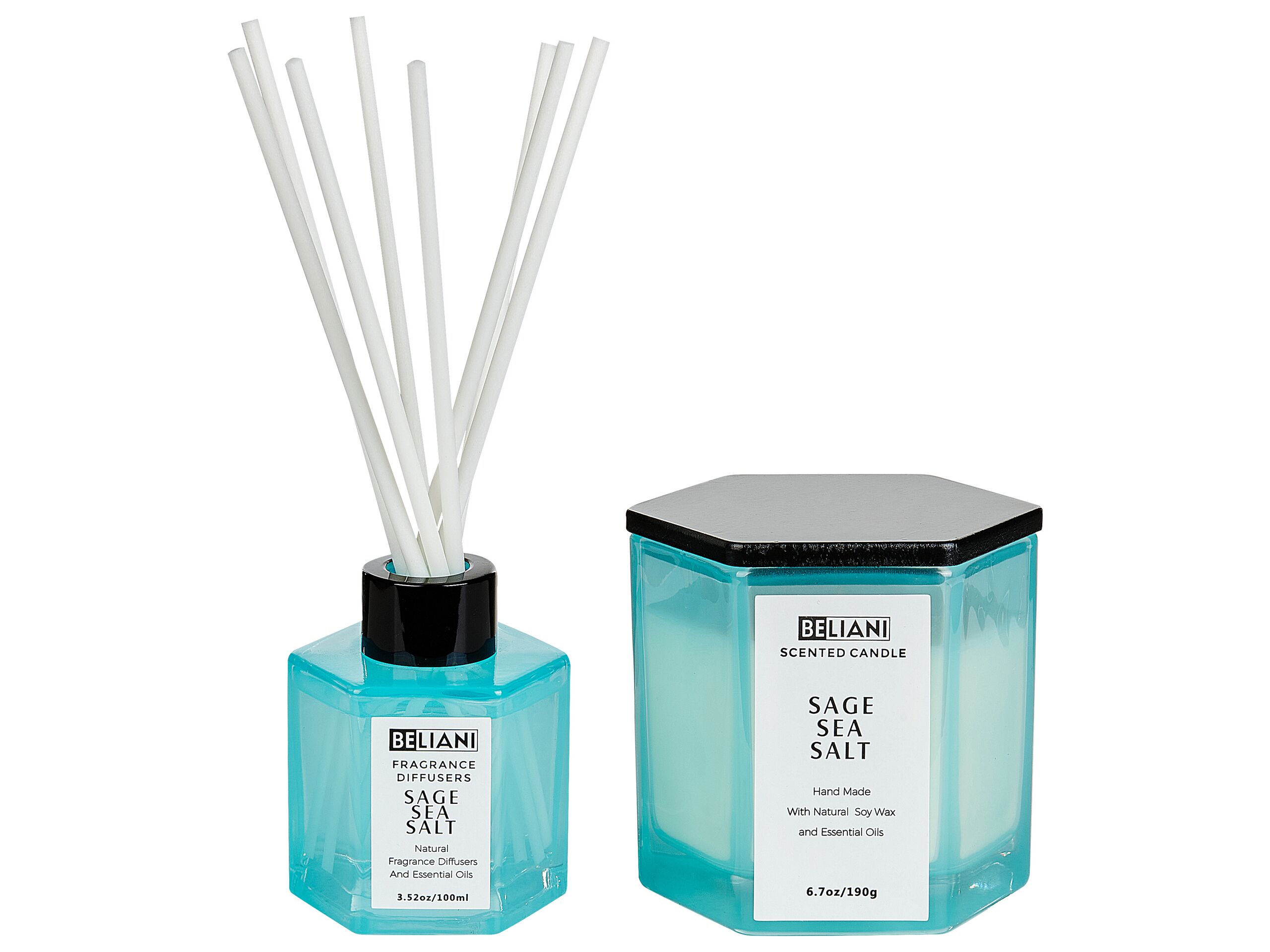 Soy Wax Candle and Reed Diffuser Scented Set Sage Sea Salt