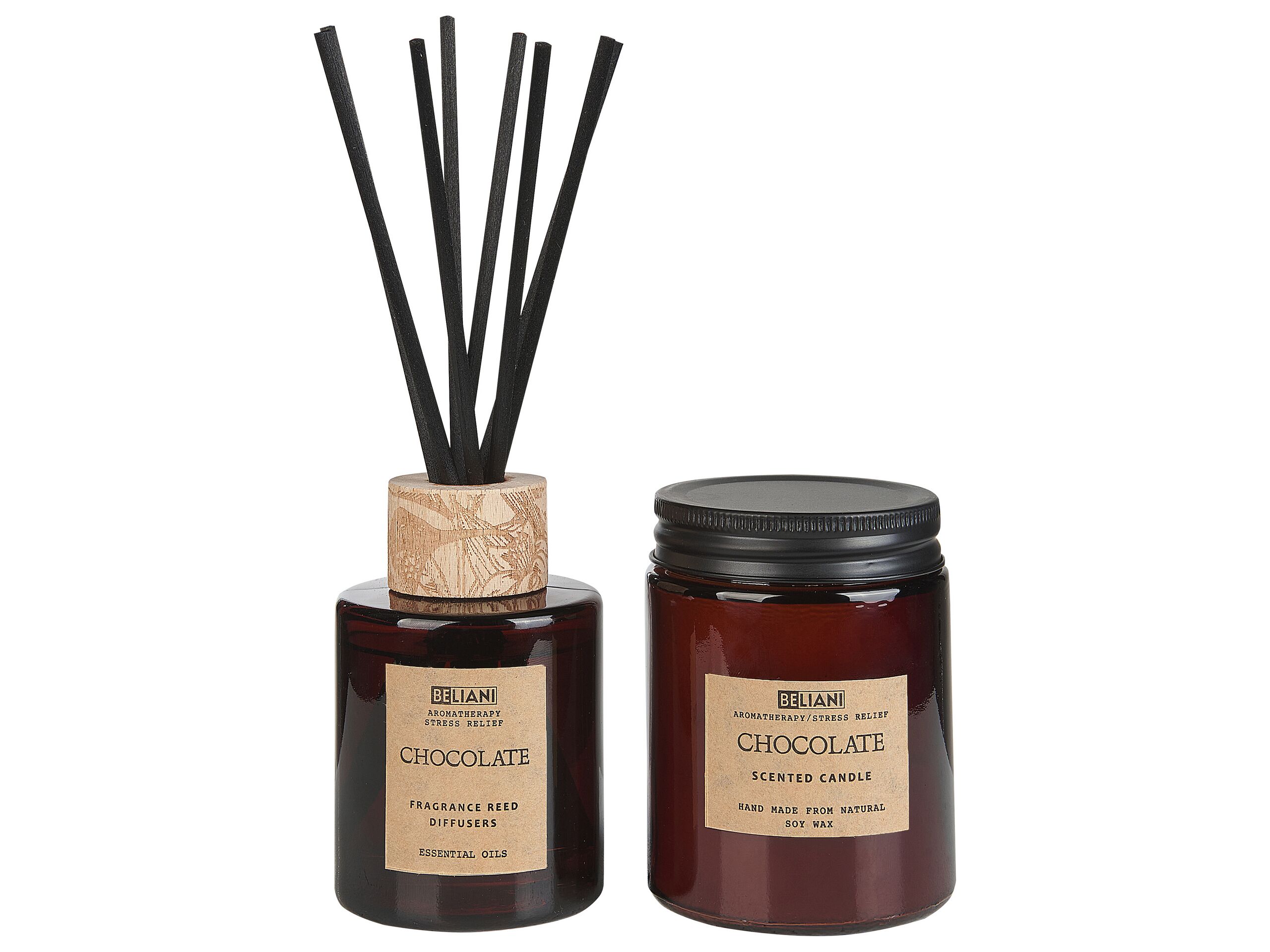Soy Wax Candle and Reed Diffuser Scented Set Chocolate