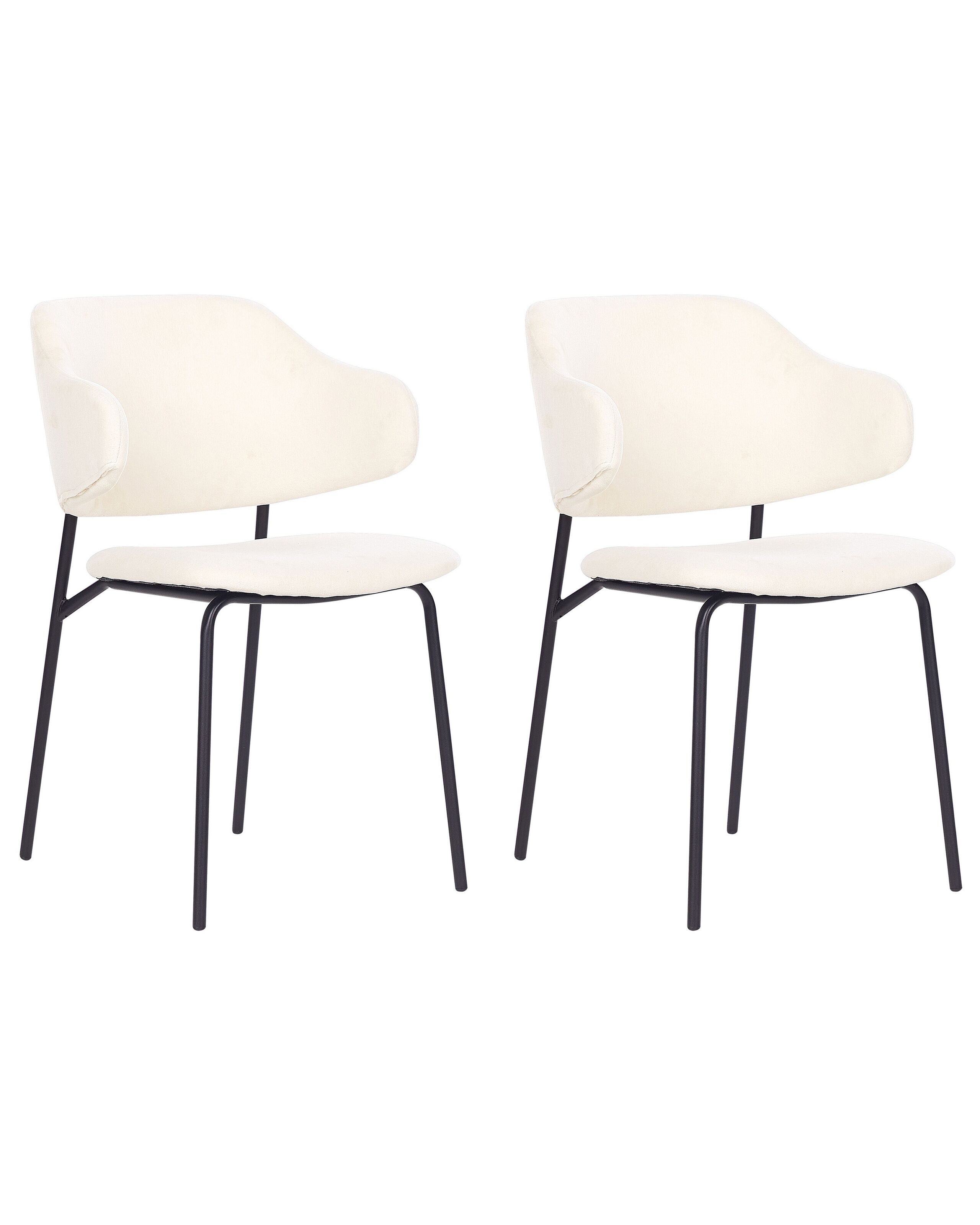 Set of 2 Fabric Dining Chairs Cream KENAI