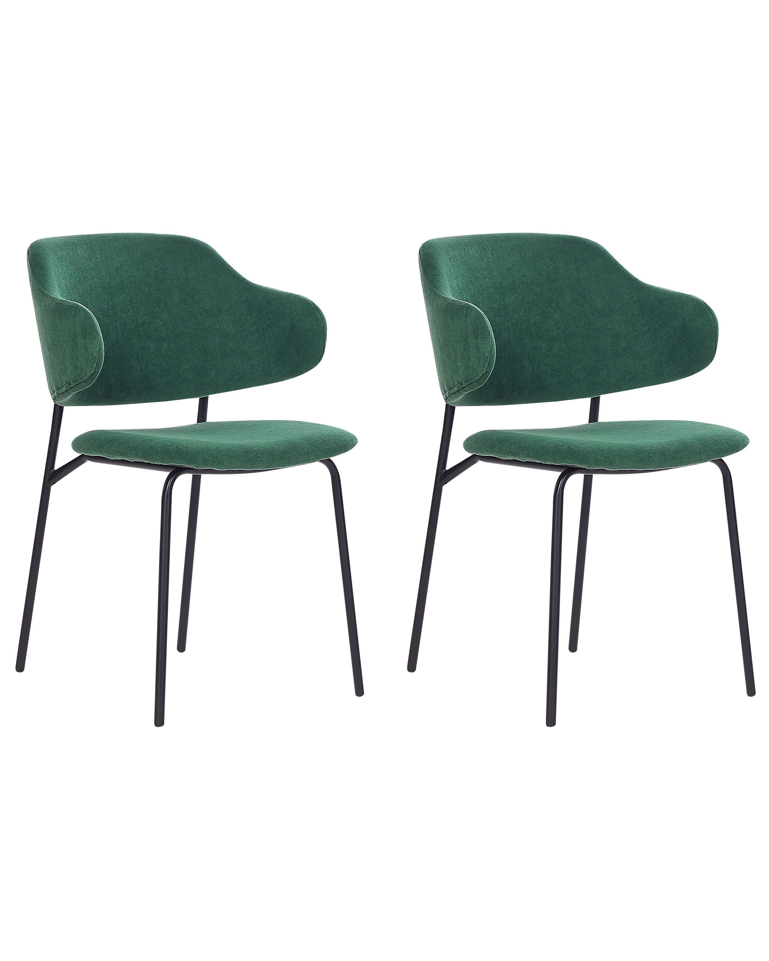 Set of 2 Fabric Dining Chairs Green KENAI