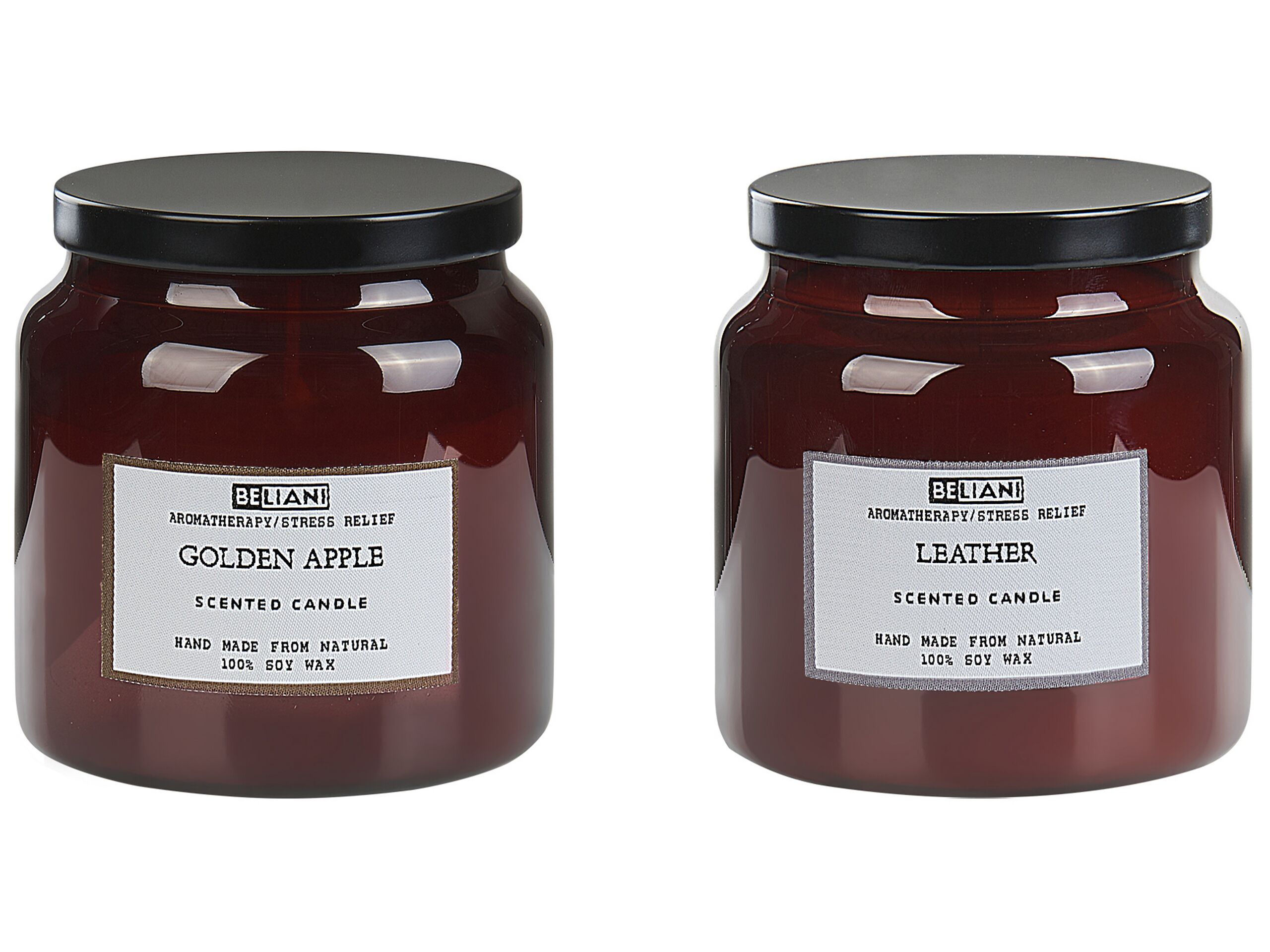 2 Soy Wax Scented Candles Golden Apple / Leather