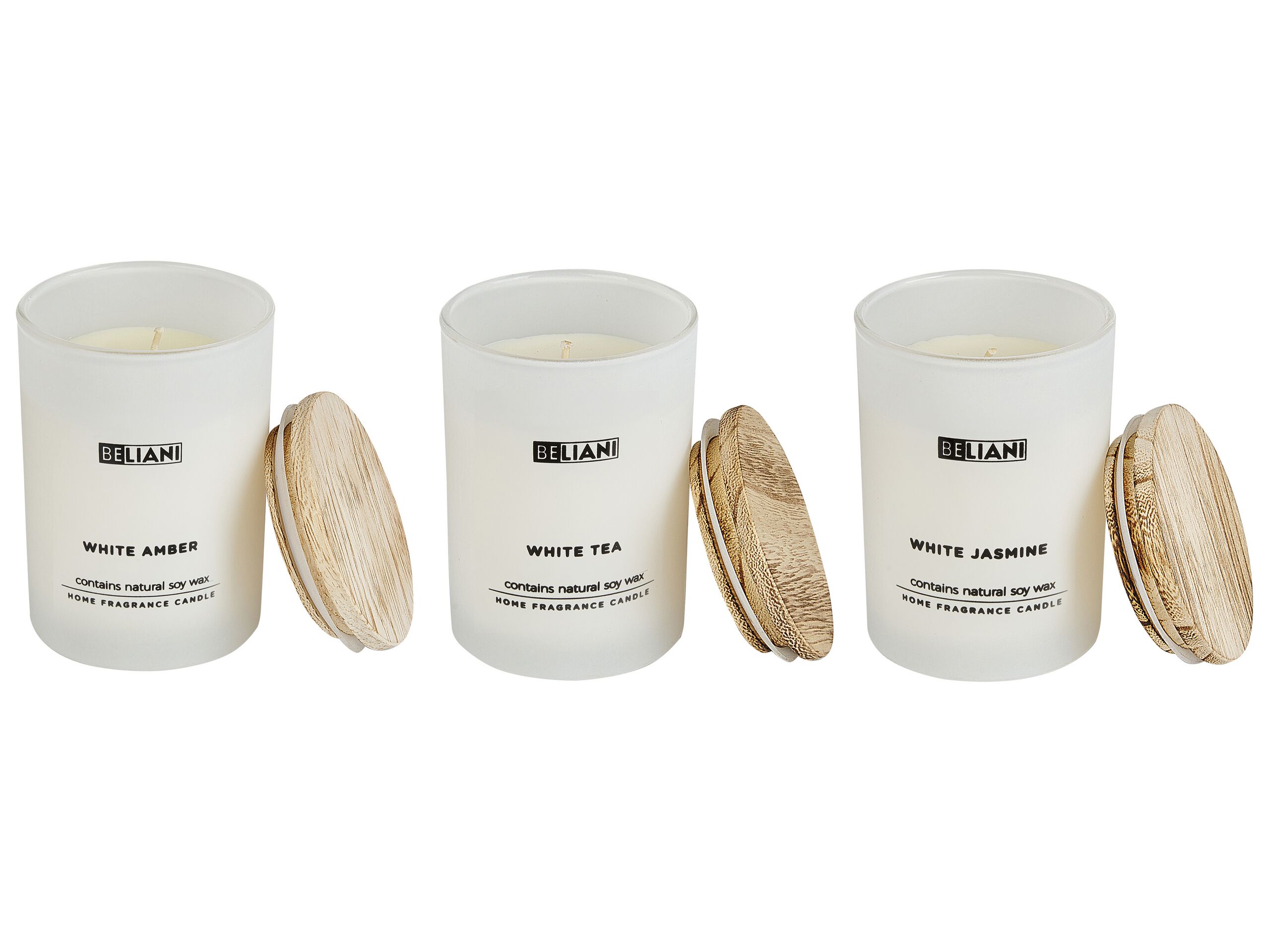 3 Soy Wax Scented Candles White Amber / White Tea / White Jasmine