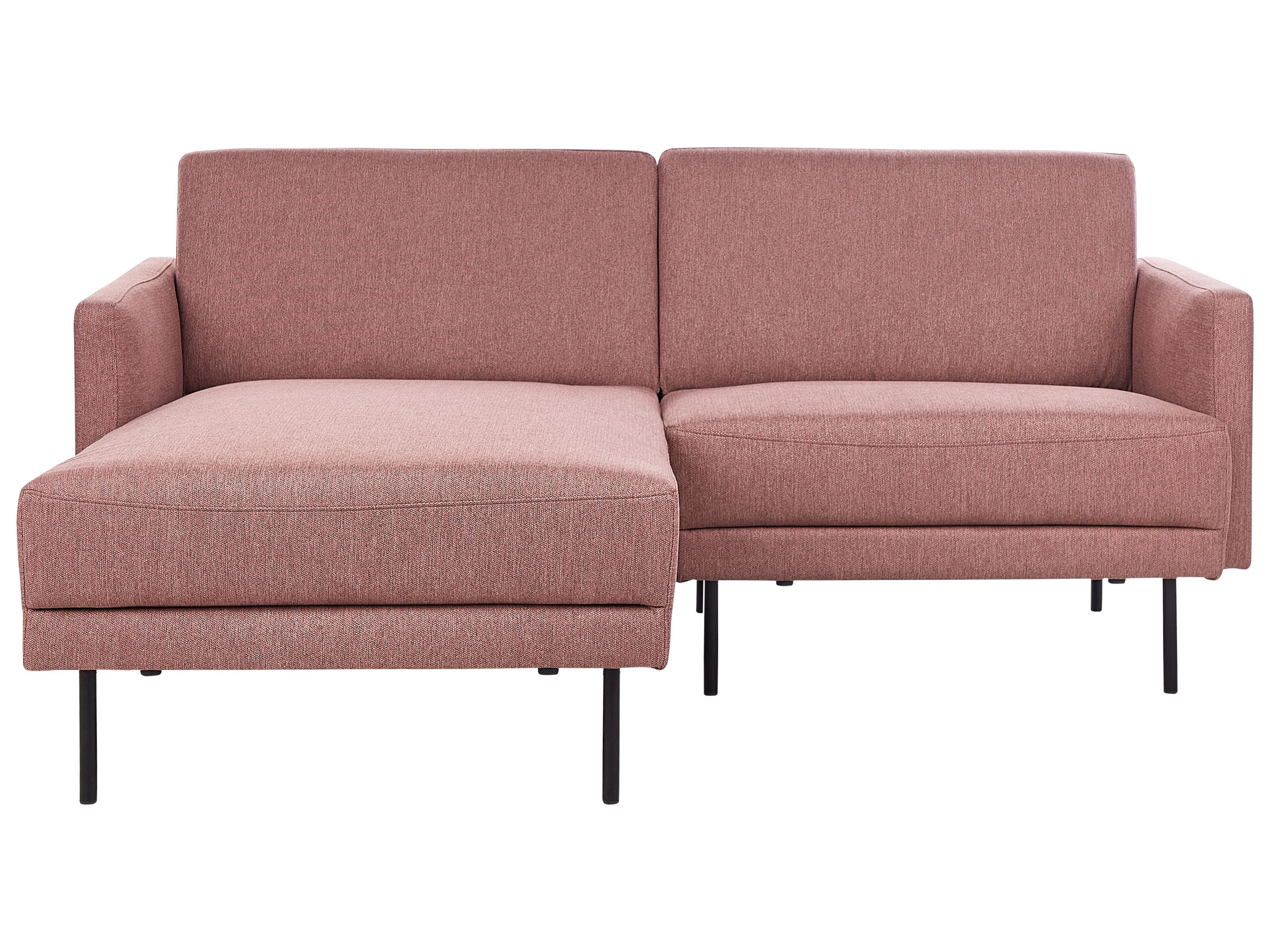 Right Hand 2 Seater Fabric Corner Sofa Pink Brown BREDA