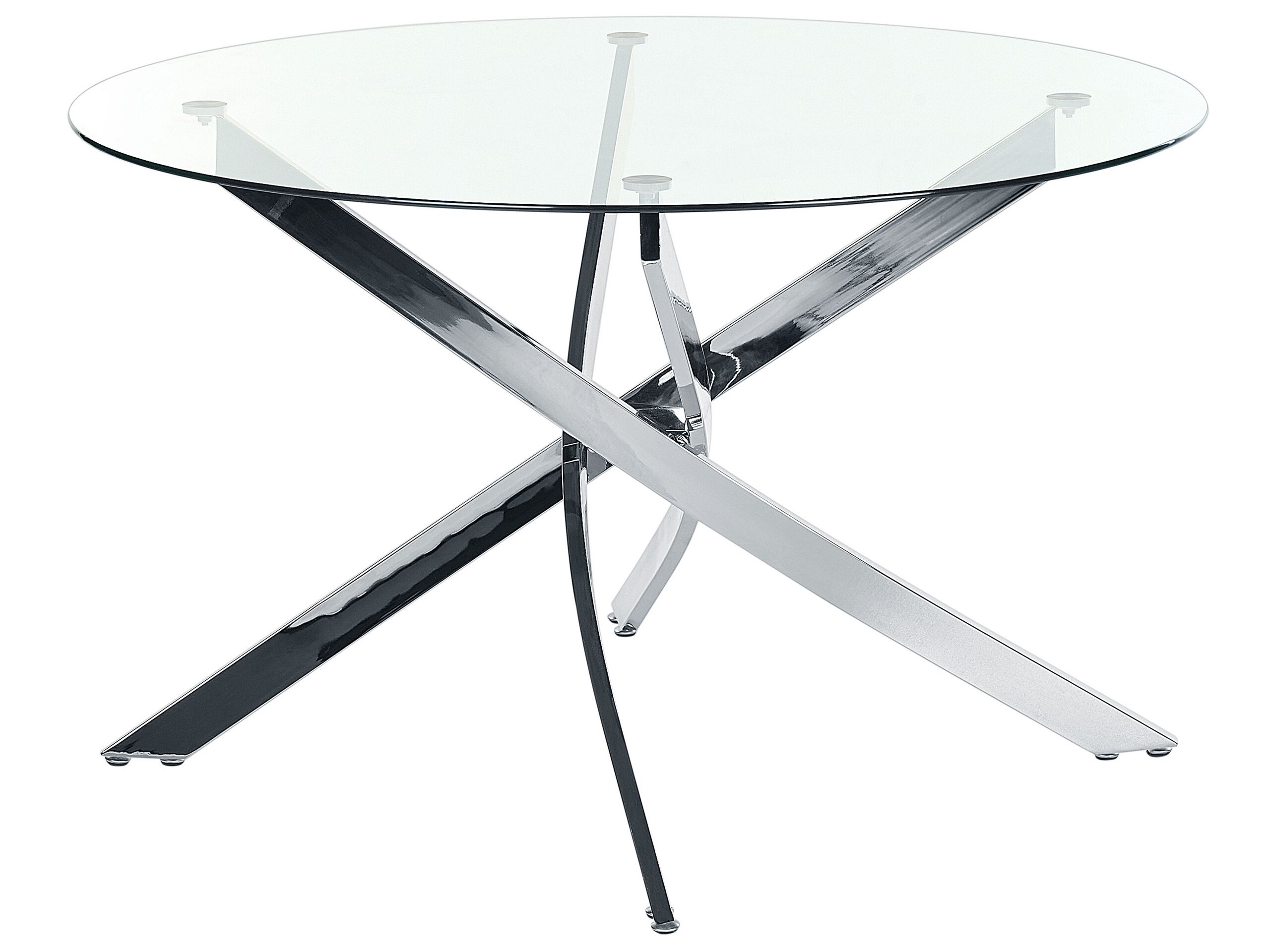 Glass Top Round Dining Table âŒ€ 120 cm Silver MARAMO