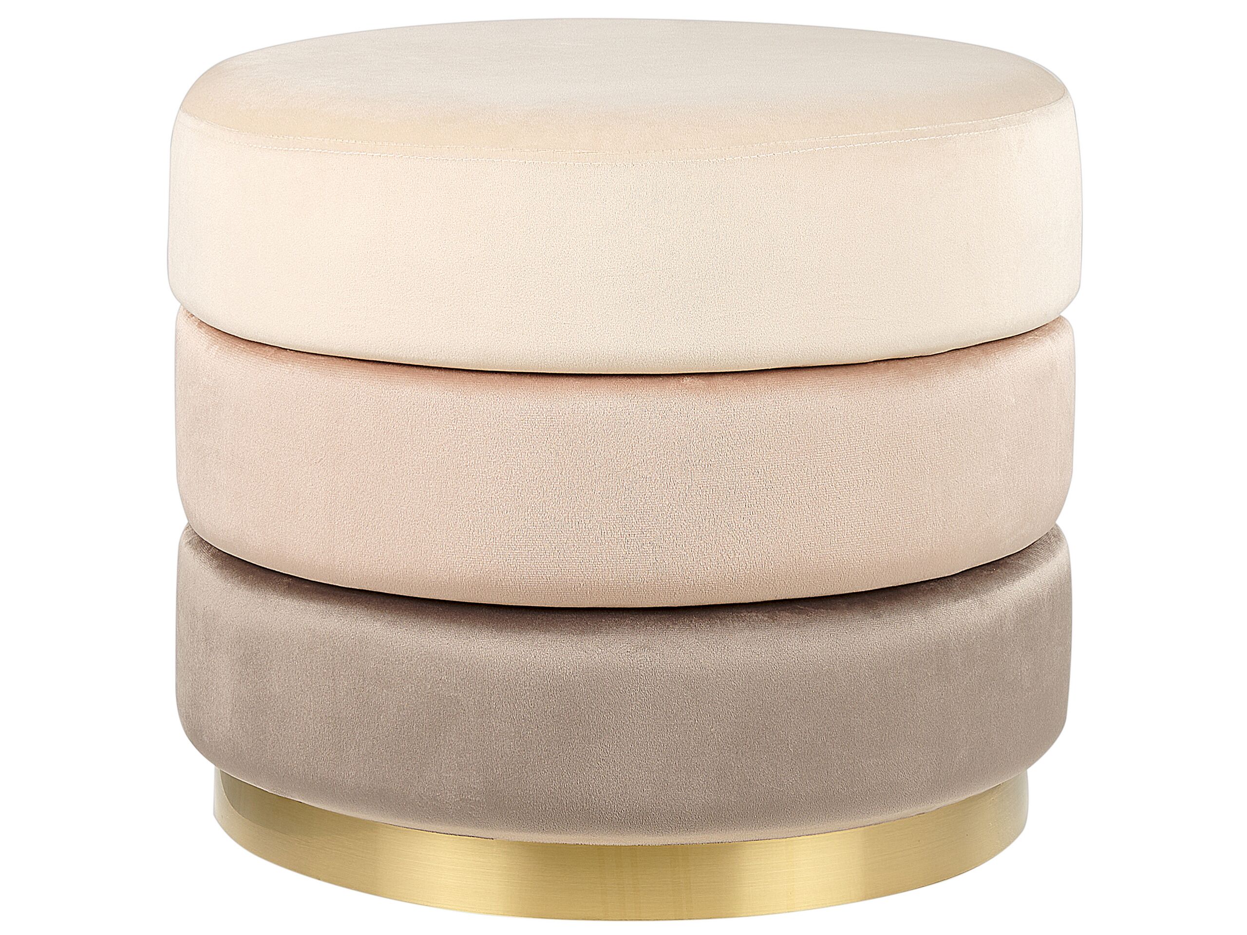Velvet Pouffe Beige LOUIN