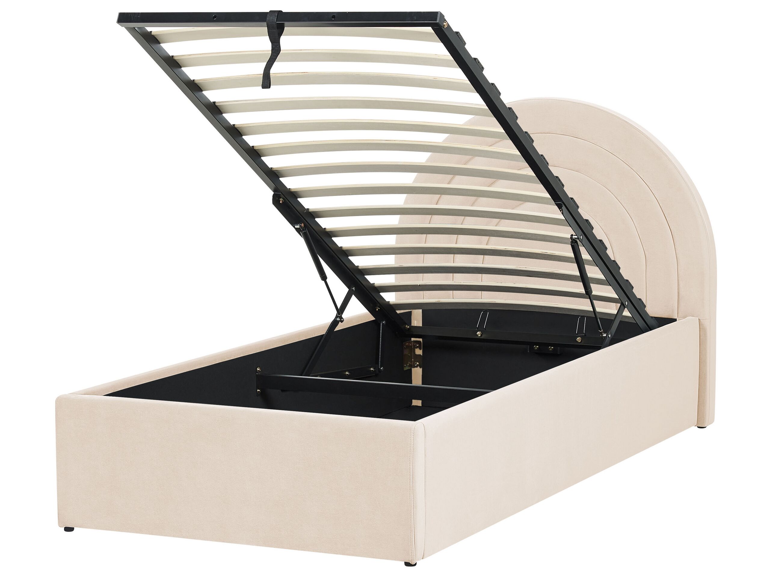 Velvet EU Single Size Ottoman Bed Beige ANET