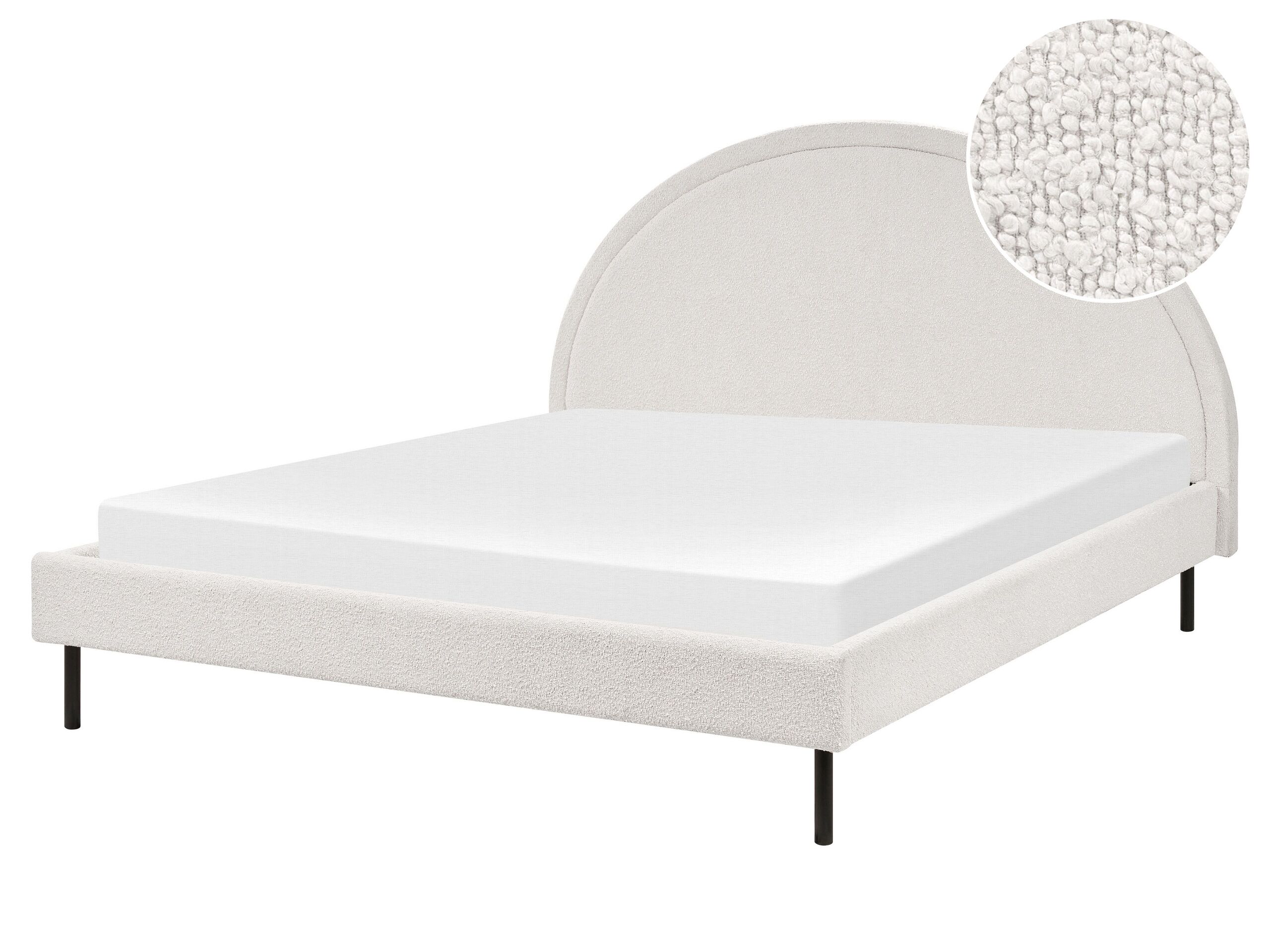 Boucle EU King Size Bed White MARGUT