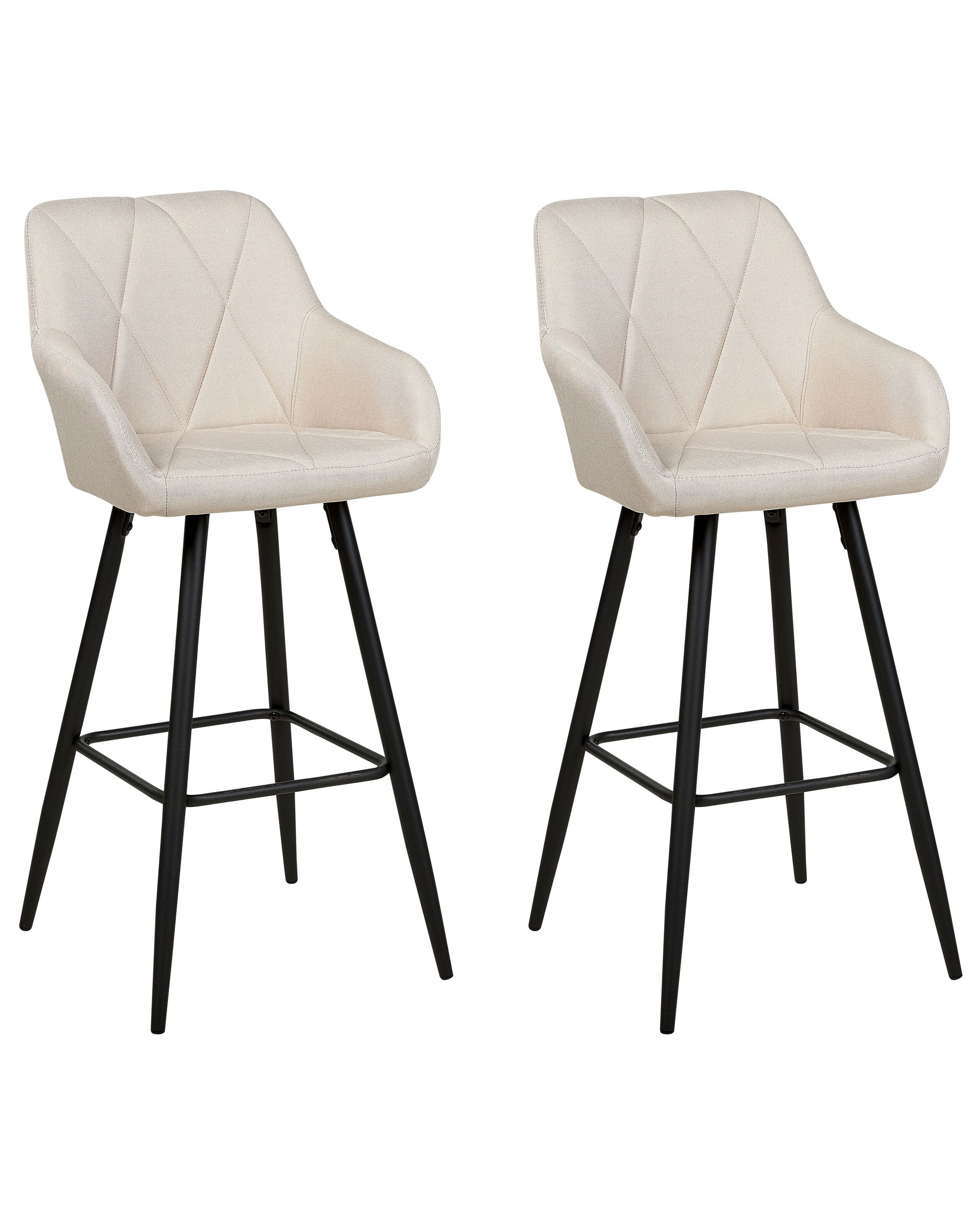 Set of 2 Fabric Bar Chairs Light Beige DARIEN
