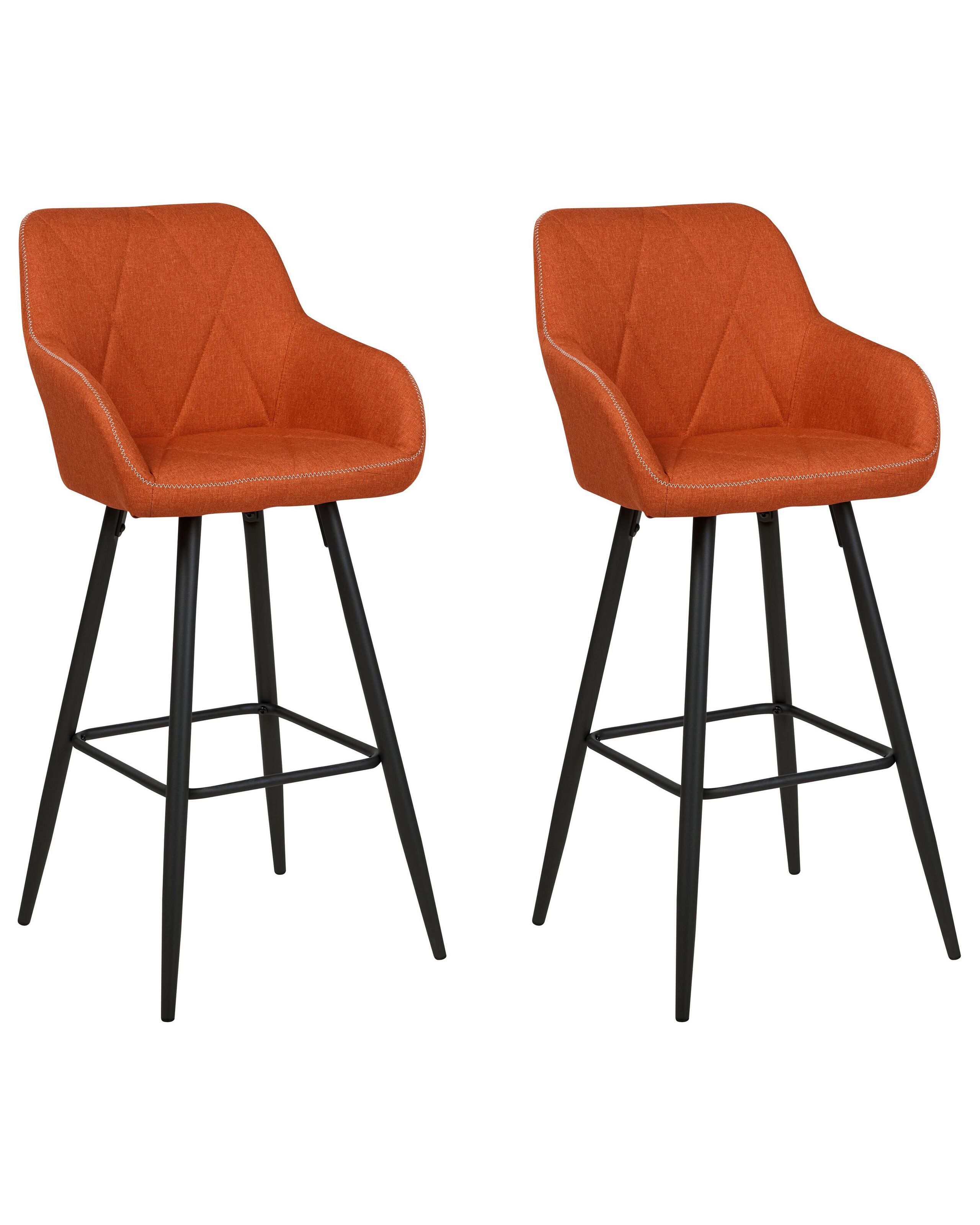 Set of 2 Fabric Bar Chairs Light Orange DARIEN