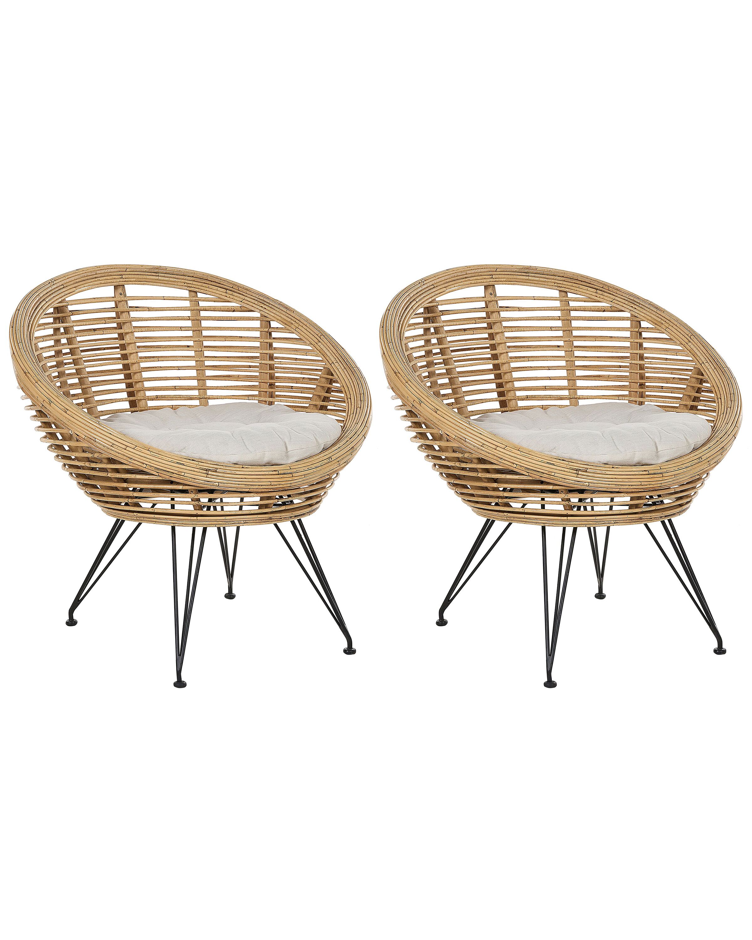 Set of 2 Rattan Chairs Natural MARATEA