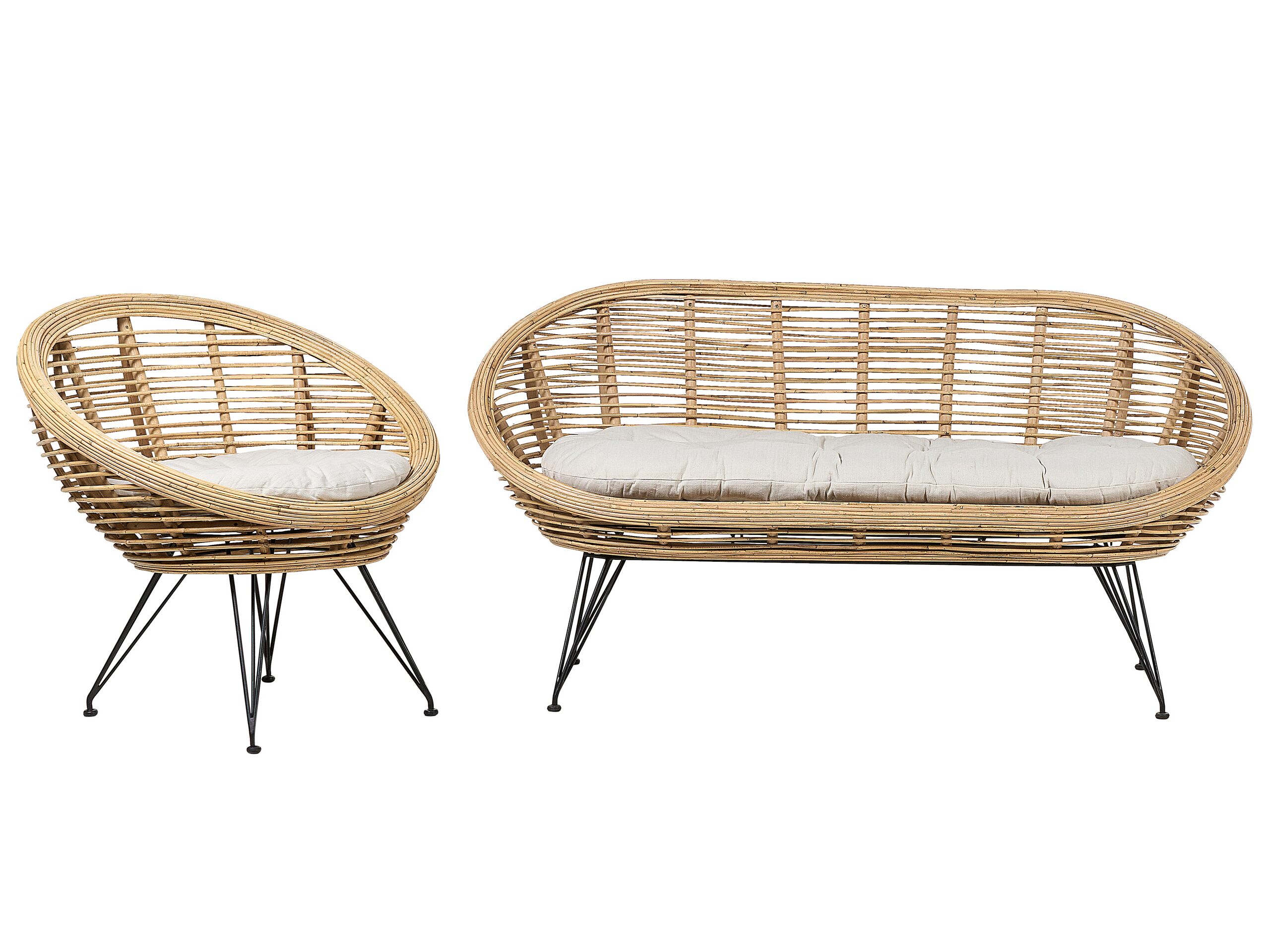 3 Seater Rattan Sofa Set Natural MARATEA