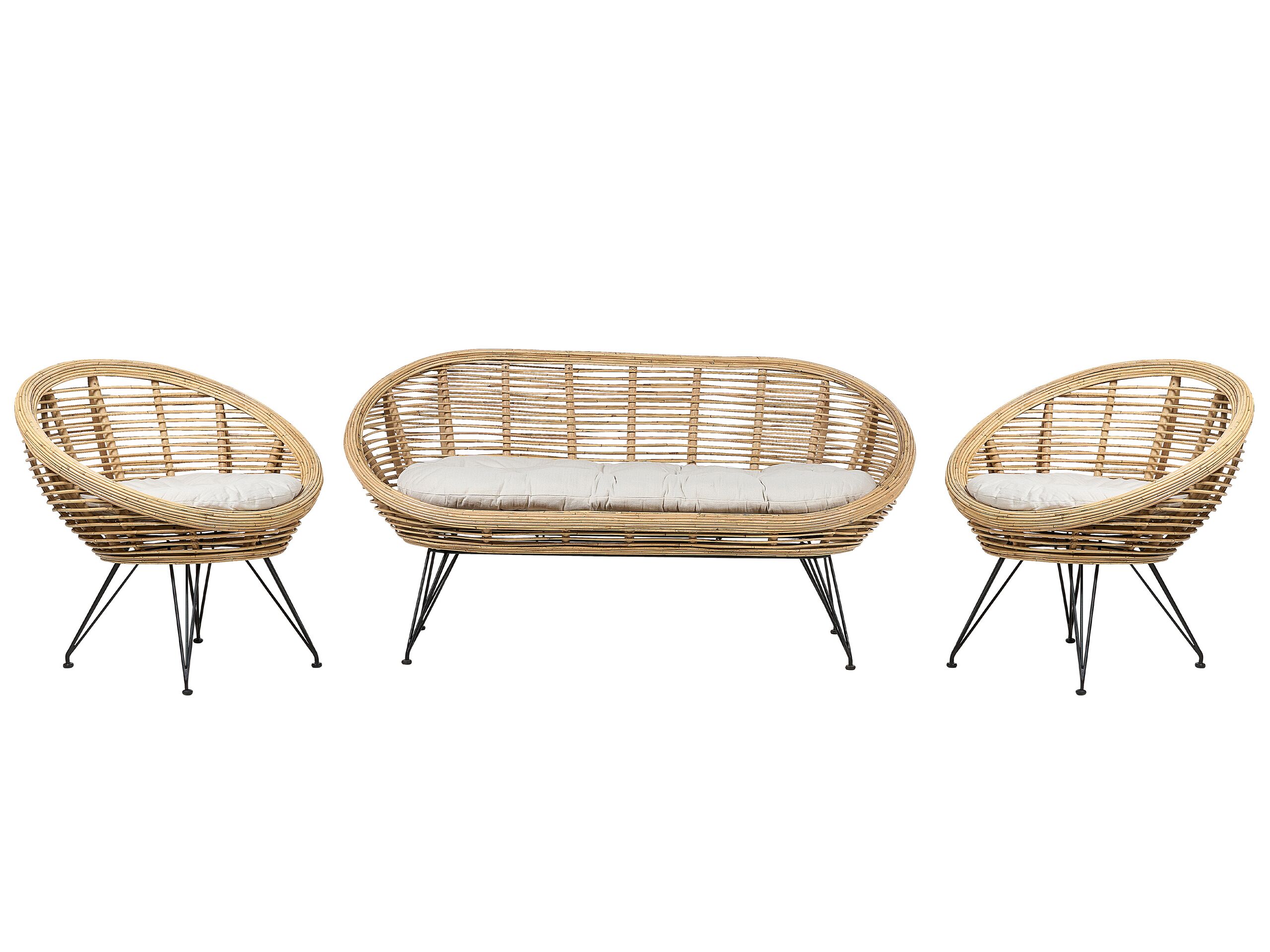 4 Seater Rattan Sofa Set Natural MARATEA