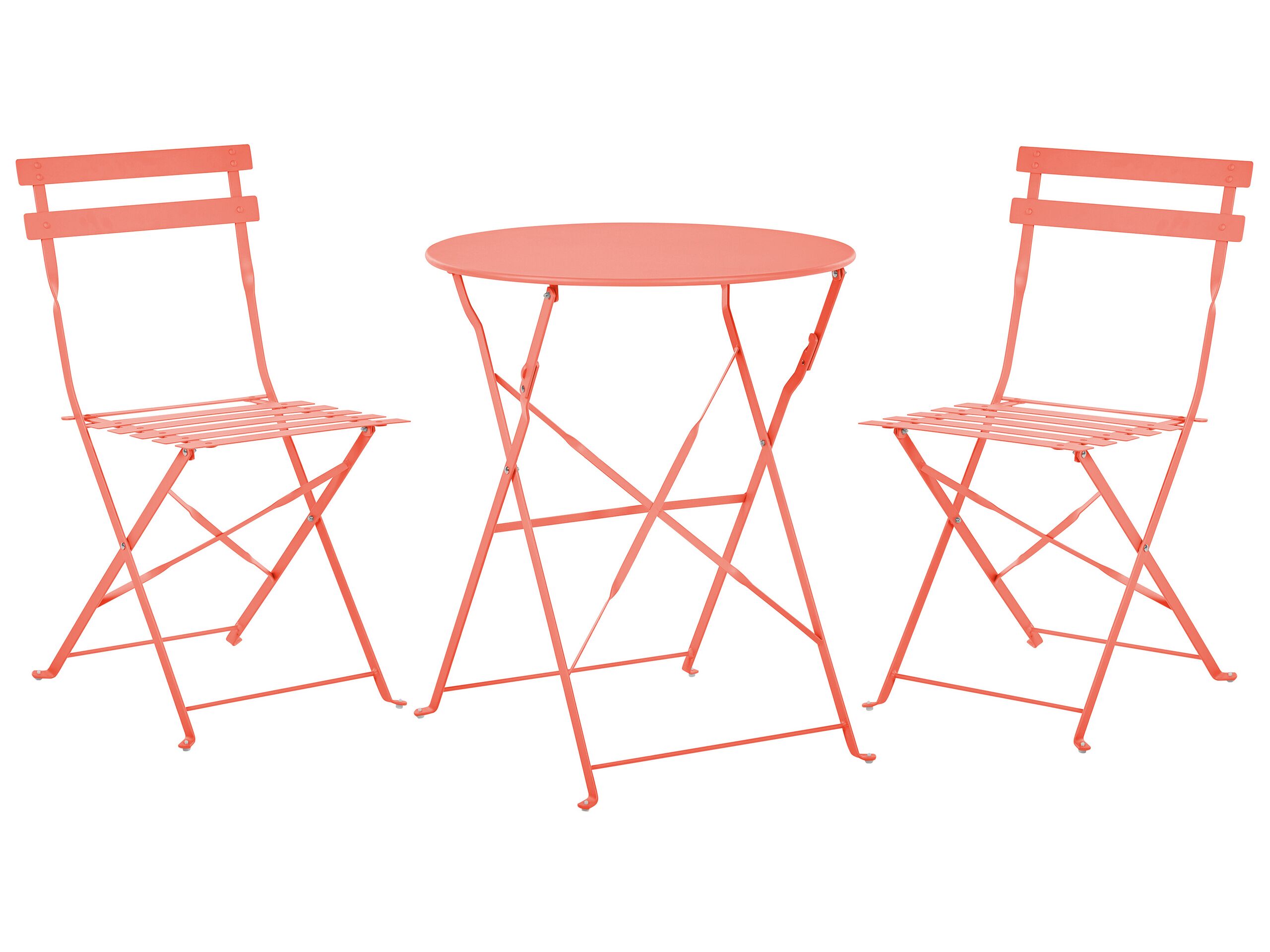 Steel Garden Bistro Set Coral Red FIORI