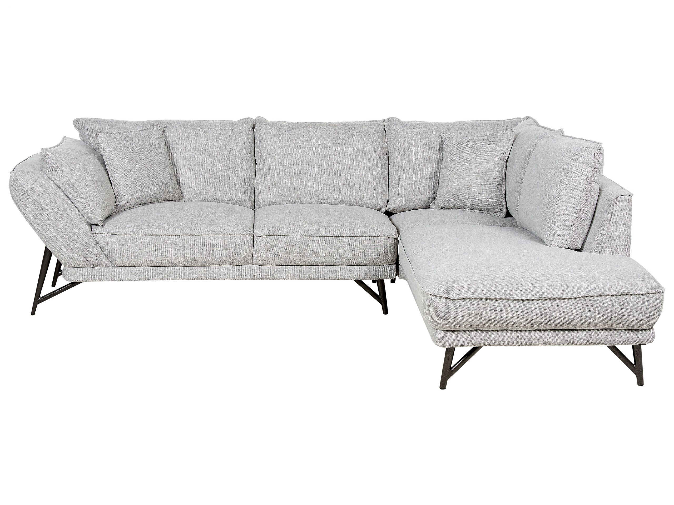 Left Hand Linen Corner Sofa Light Grey ELGA
