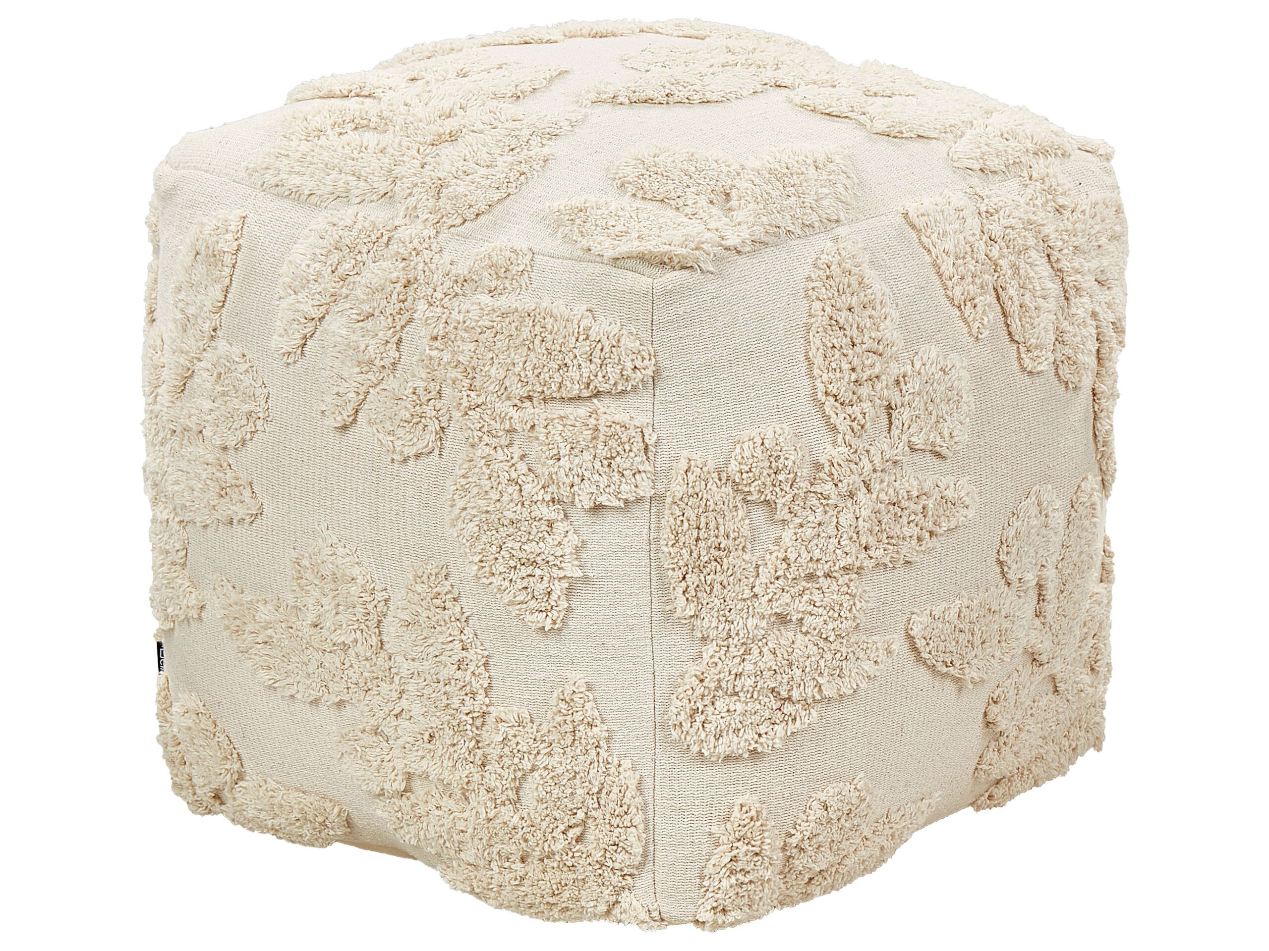 Cotton Pouffe 50 x 50 x 50 cm Beige MULTAN