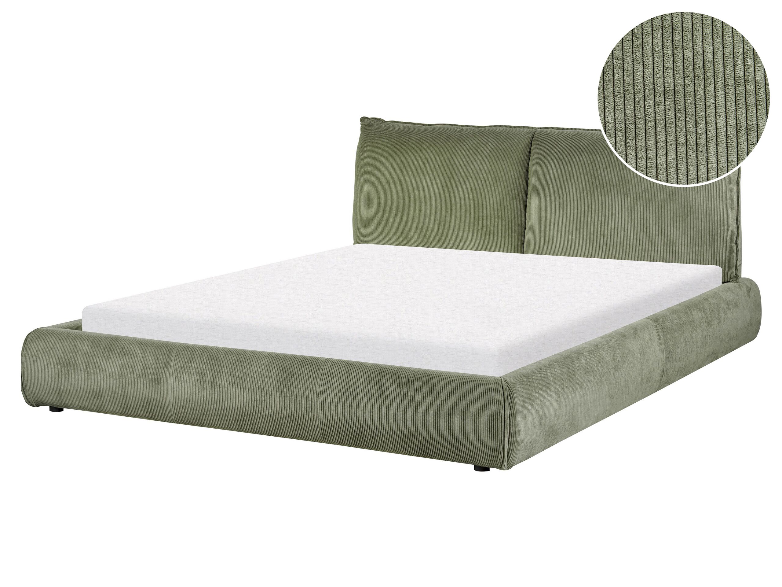 Corduroy EU King Size Bed Green VINAY