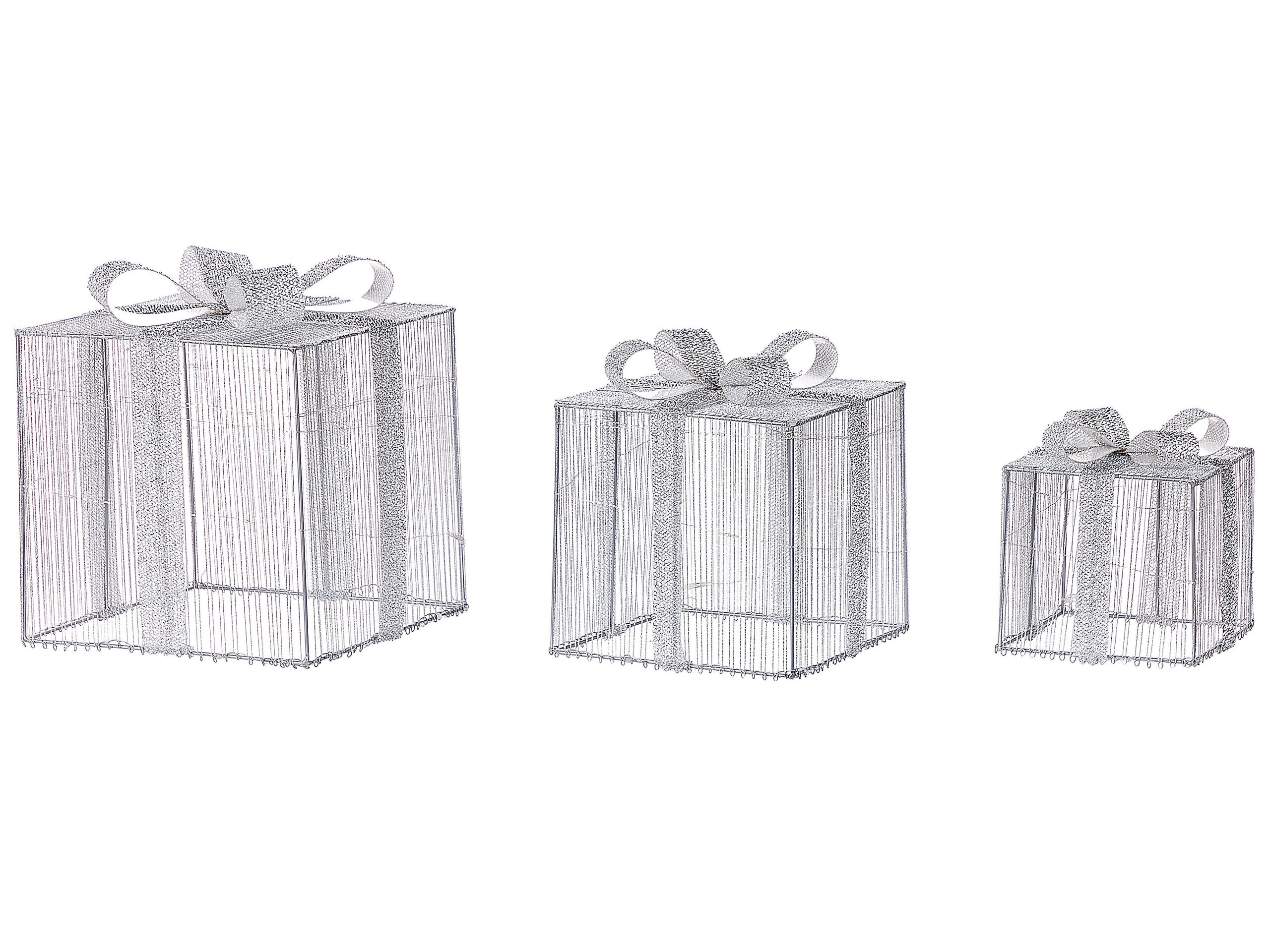 Set of 3 Outdoor LED Decorations Christmas Gifts 25cm Silver