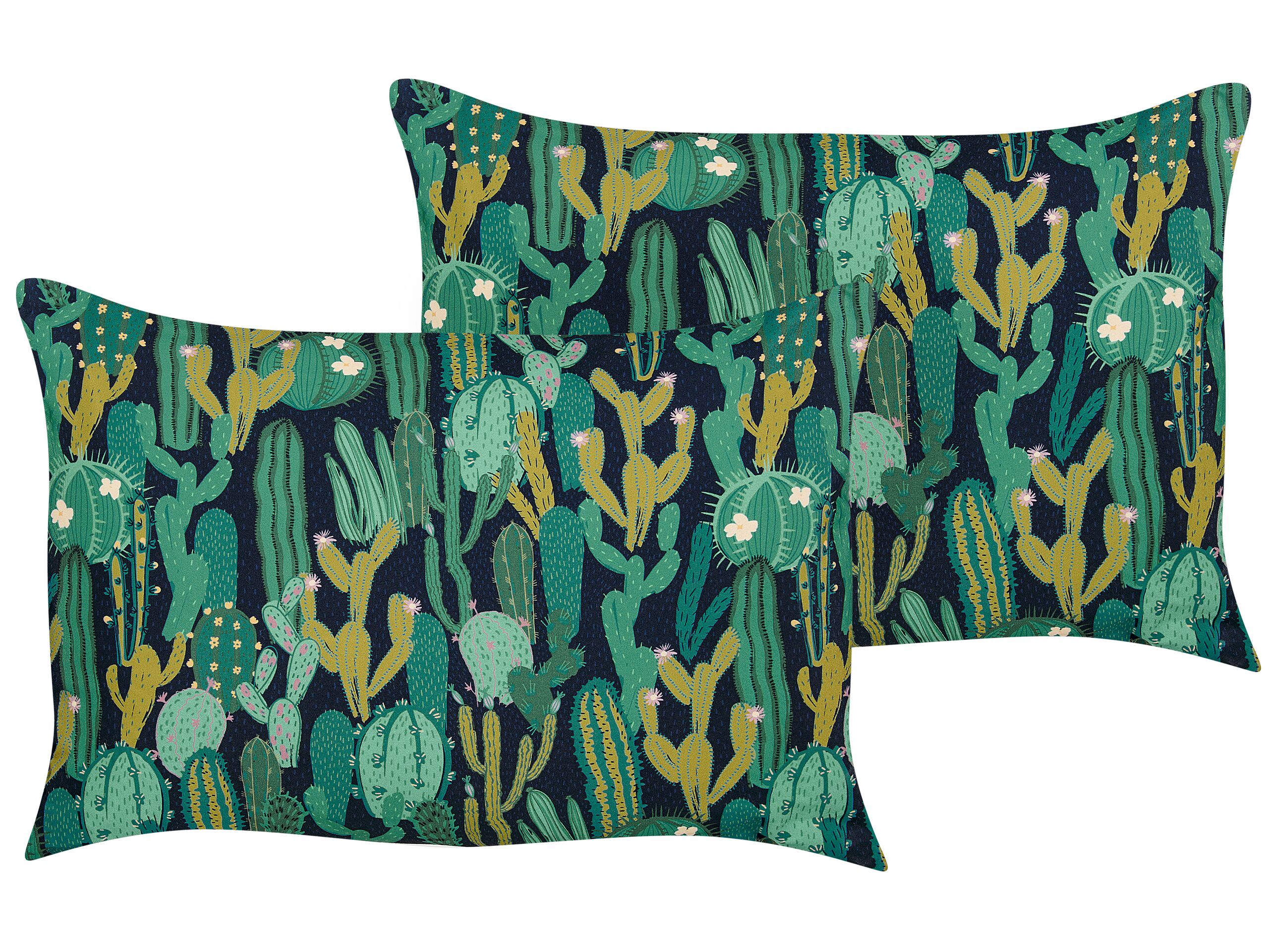 Set of 2 Outdoor Cushions Cactus Pattern 40 x 60 cm Green BUSSANA
