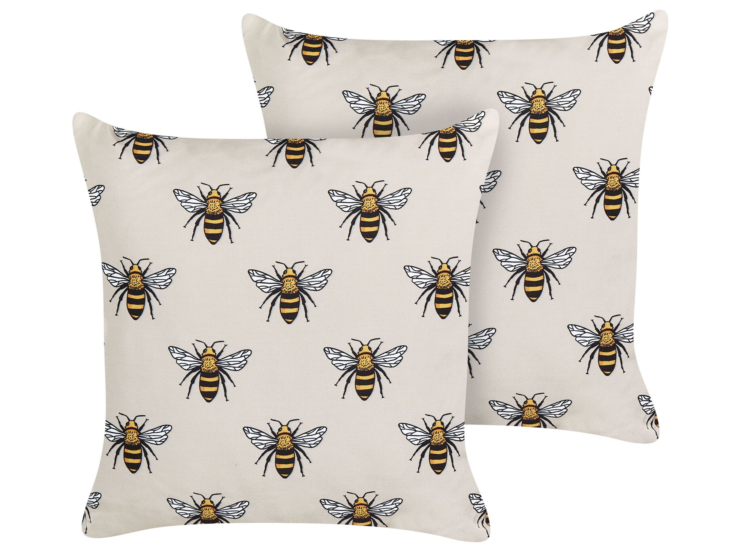 Set of 2 Outdoor Cushions Bee Pattern 45 x 45 cm Beige CANNETO