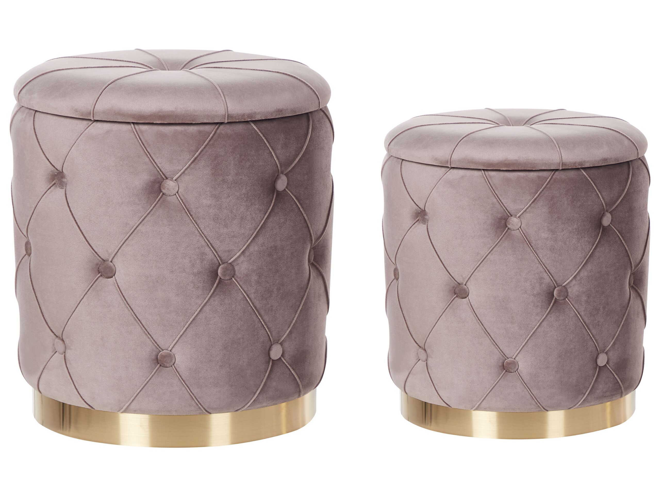 Set of 2 Storage Pouffes Taupe PUEBLO
