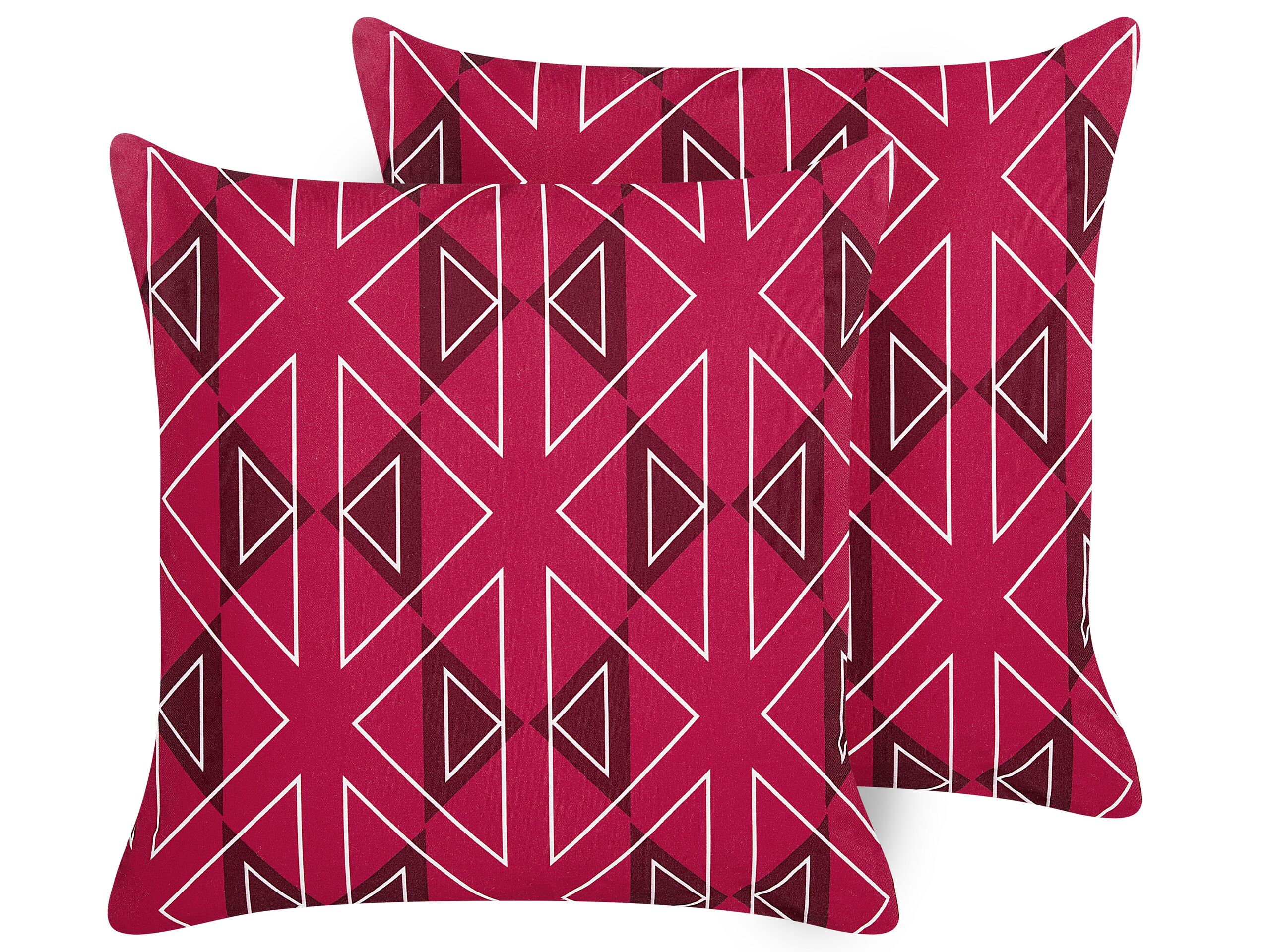 Set of 2 Outdoor Cushions Geometric Pattern 45 x 45 cm Pink MEZZANO
