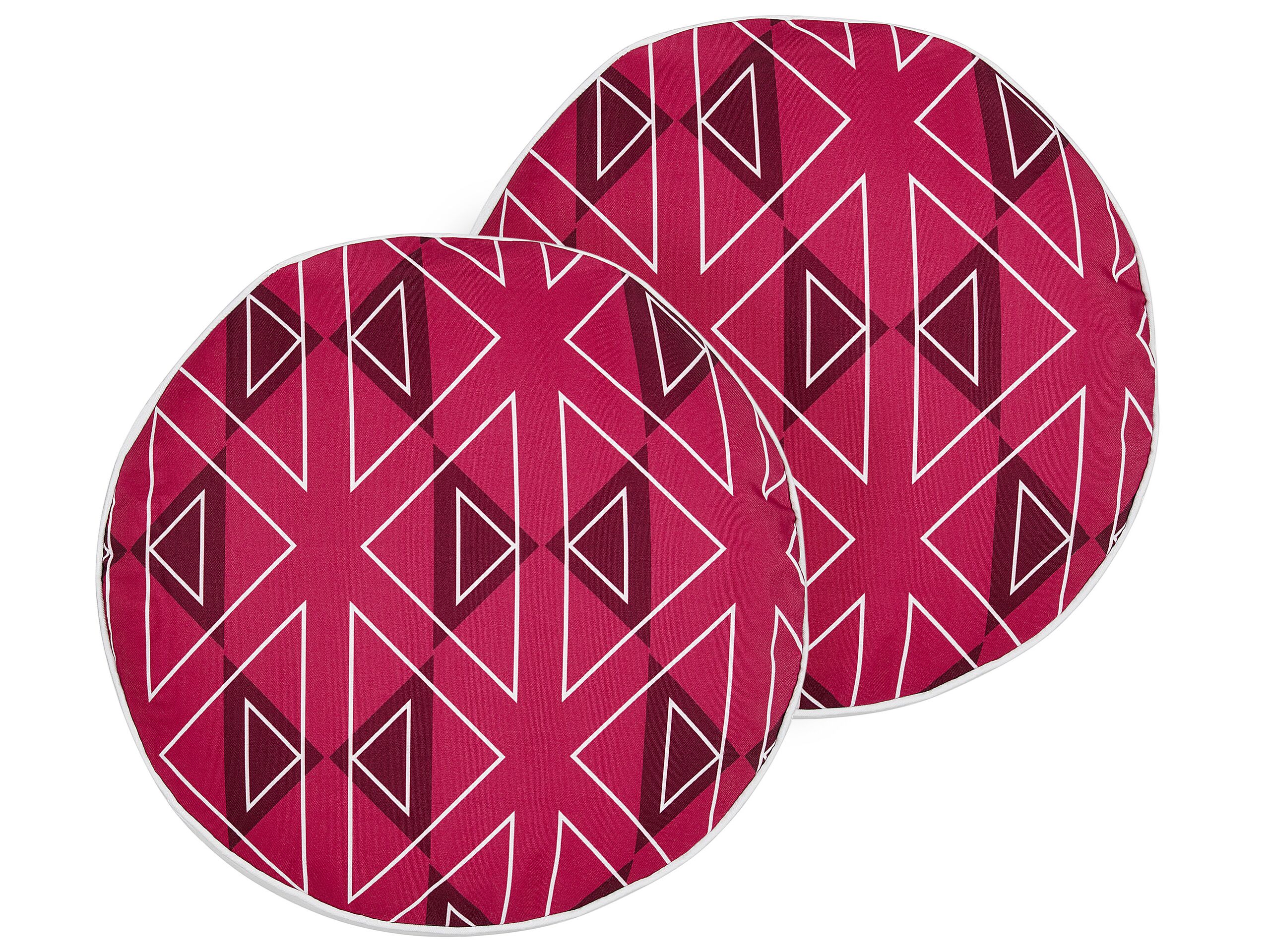 Set of 2 Outdoor Cushions Geometric Pattern âŒ€ 40 cm Pink MEZZANO