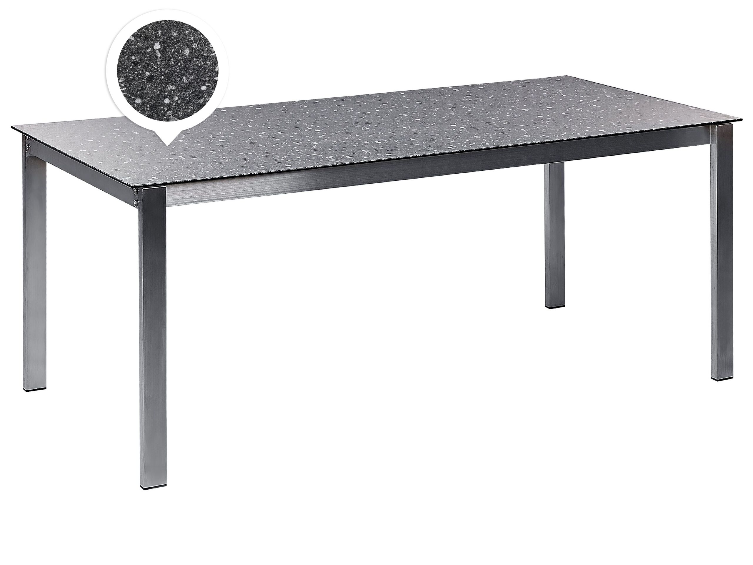 Garden Dining Table Glass Top 180 x 90 cm Black COSOLETO