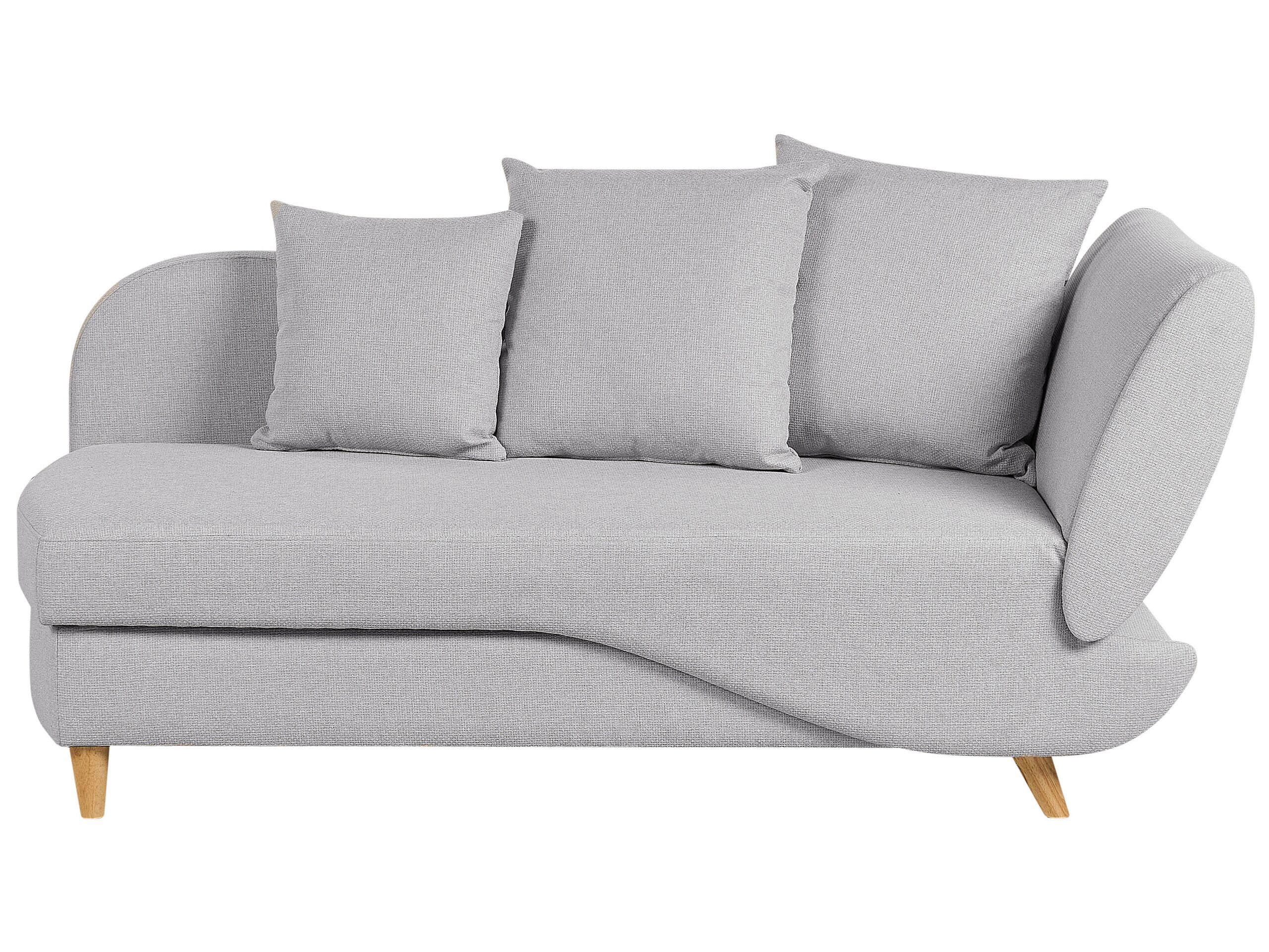 Right Hand Fabric Chaise Lounge with Storage Light Grey MERI II