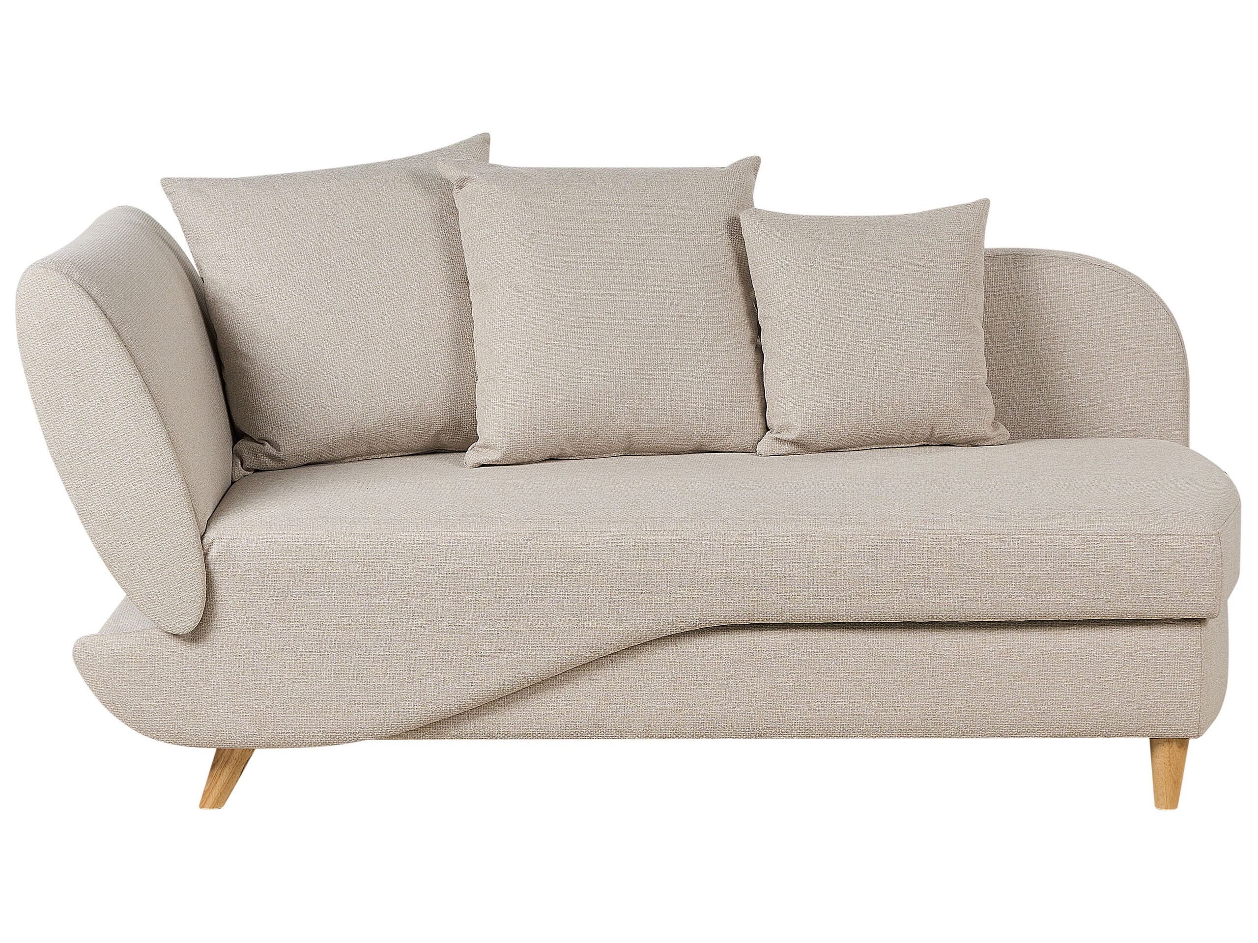 Left Hand Fabric Chaise Lounge with Storage Beige MERI II