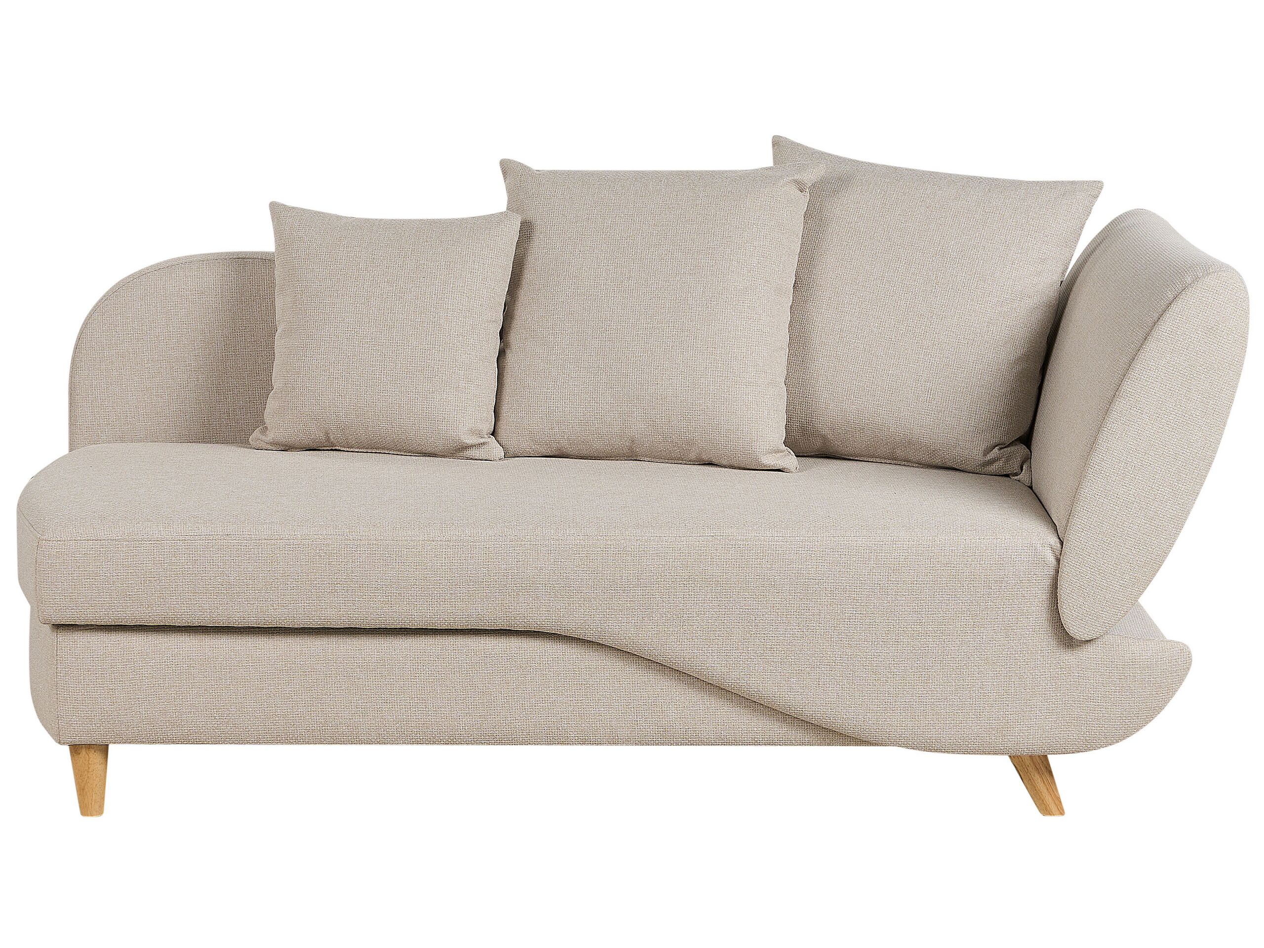 Right Hand Fabric Chaise Lounge with Storage Beige MERI II