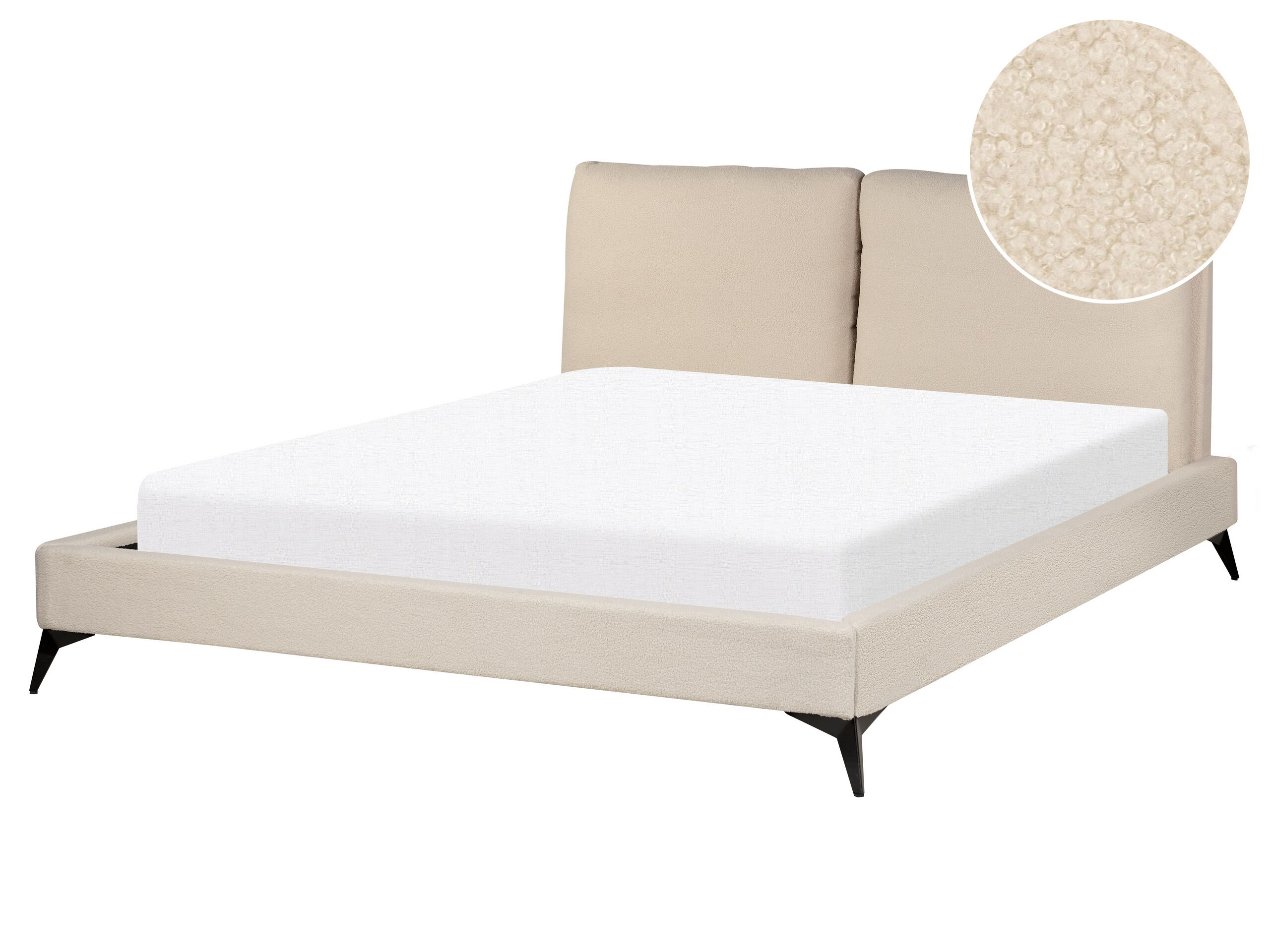 Boucle EU King Size Bed Beige MELLE