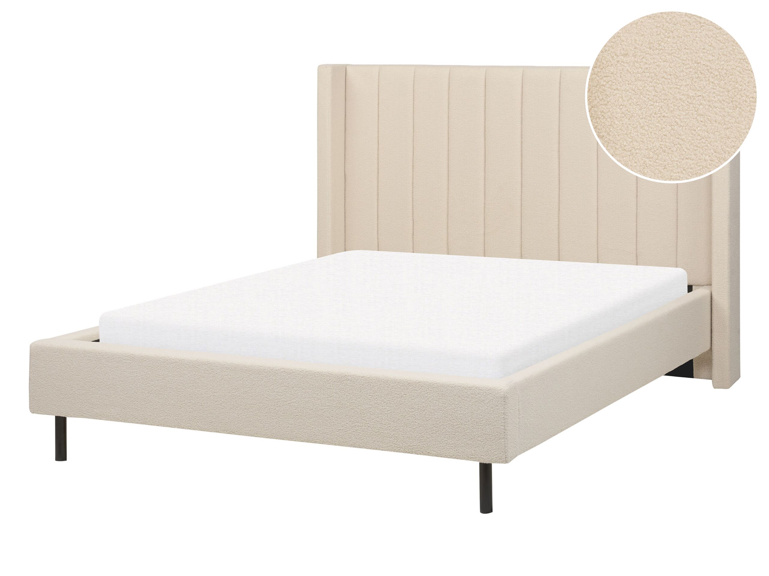 Boucle EU Double Size Bed Beige VILLETTE