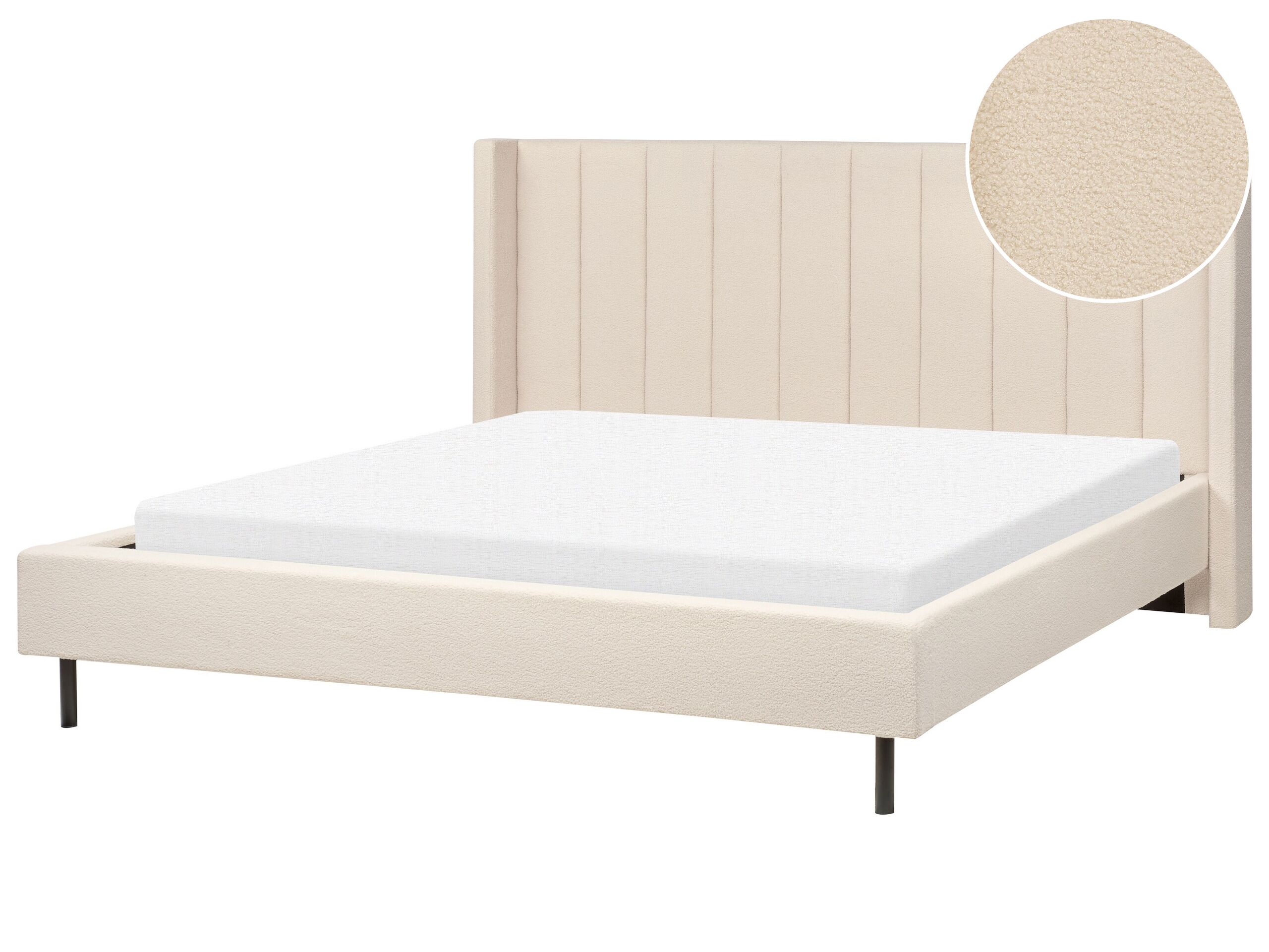 Boucle EU Super King Size Bed Beige VILLETTE