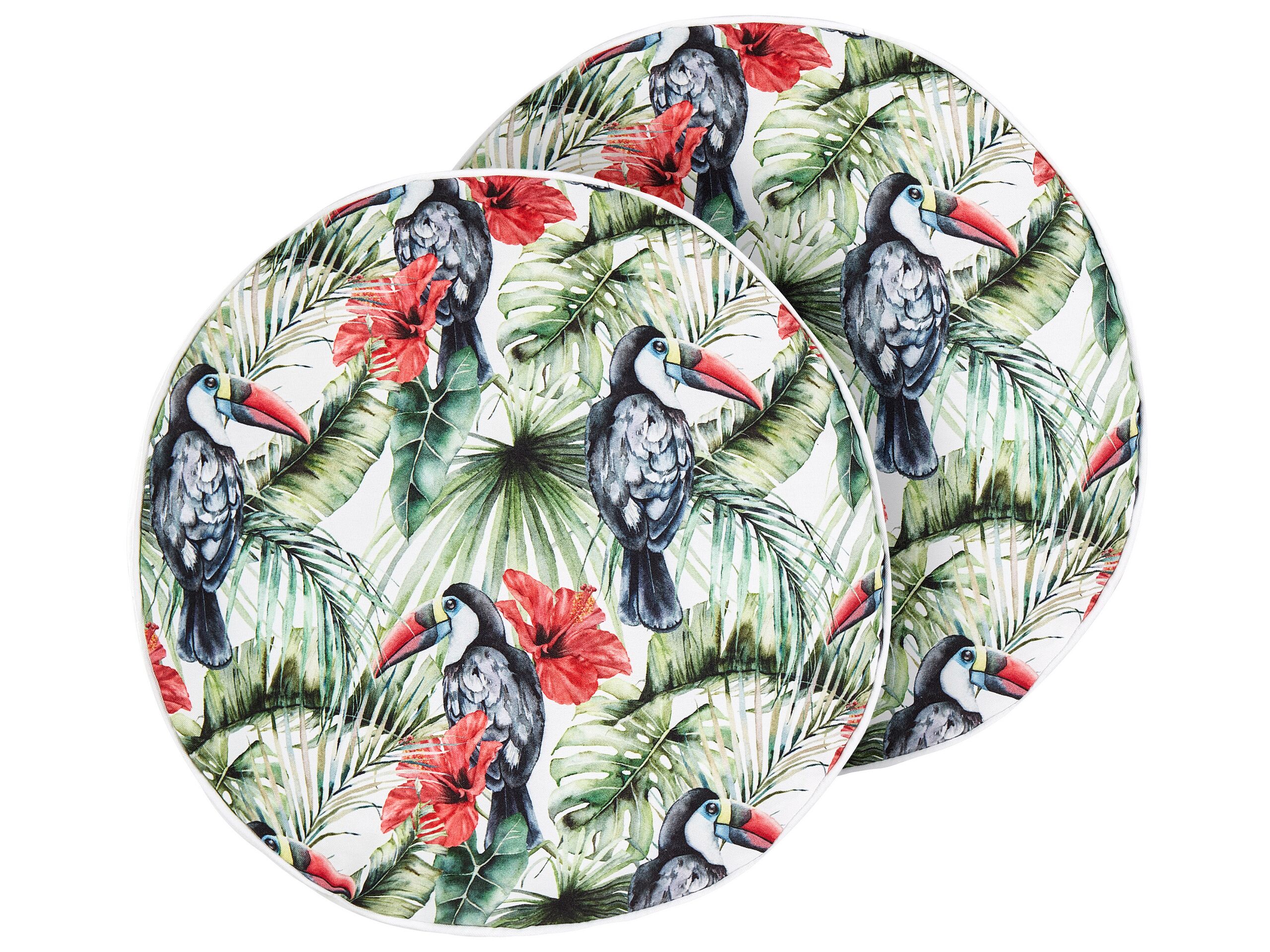 Set of 2 Outdoor Cushions Toucan Pattern âŒ€ 40 cm Multicolour MALLARE