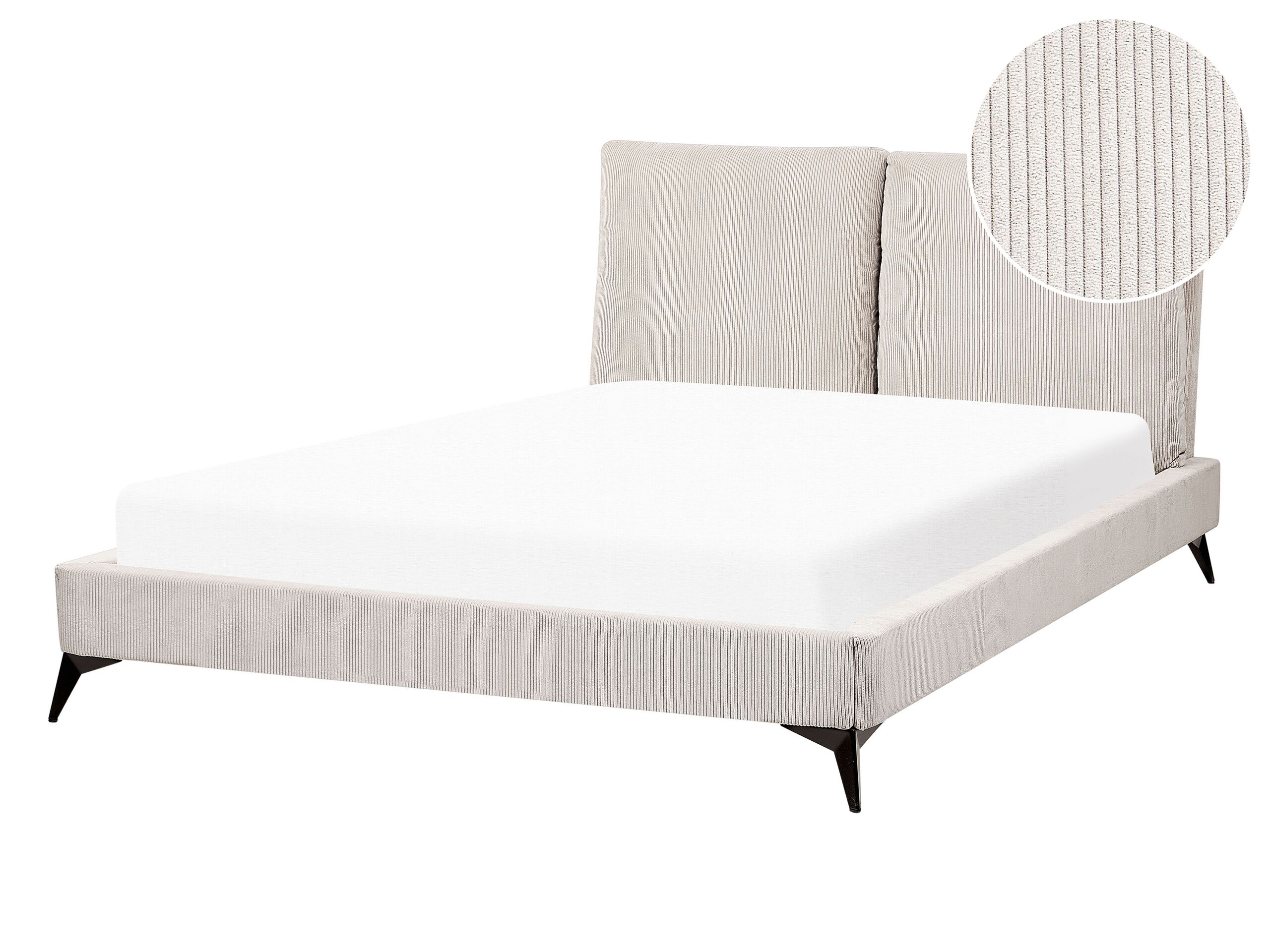 Corduroy EU Double Size Bed Light Beige MELLE