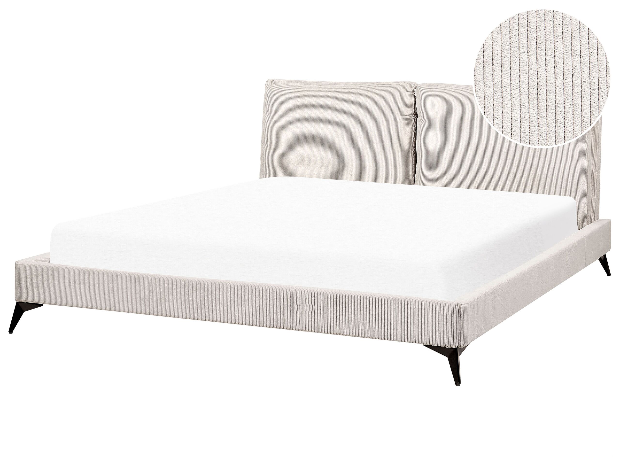 Corduroy EU Super King Size Bed Light Beige MELLE