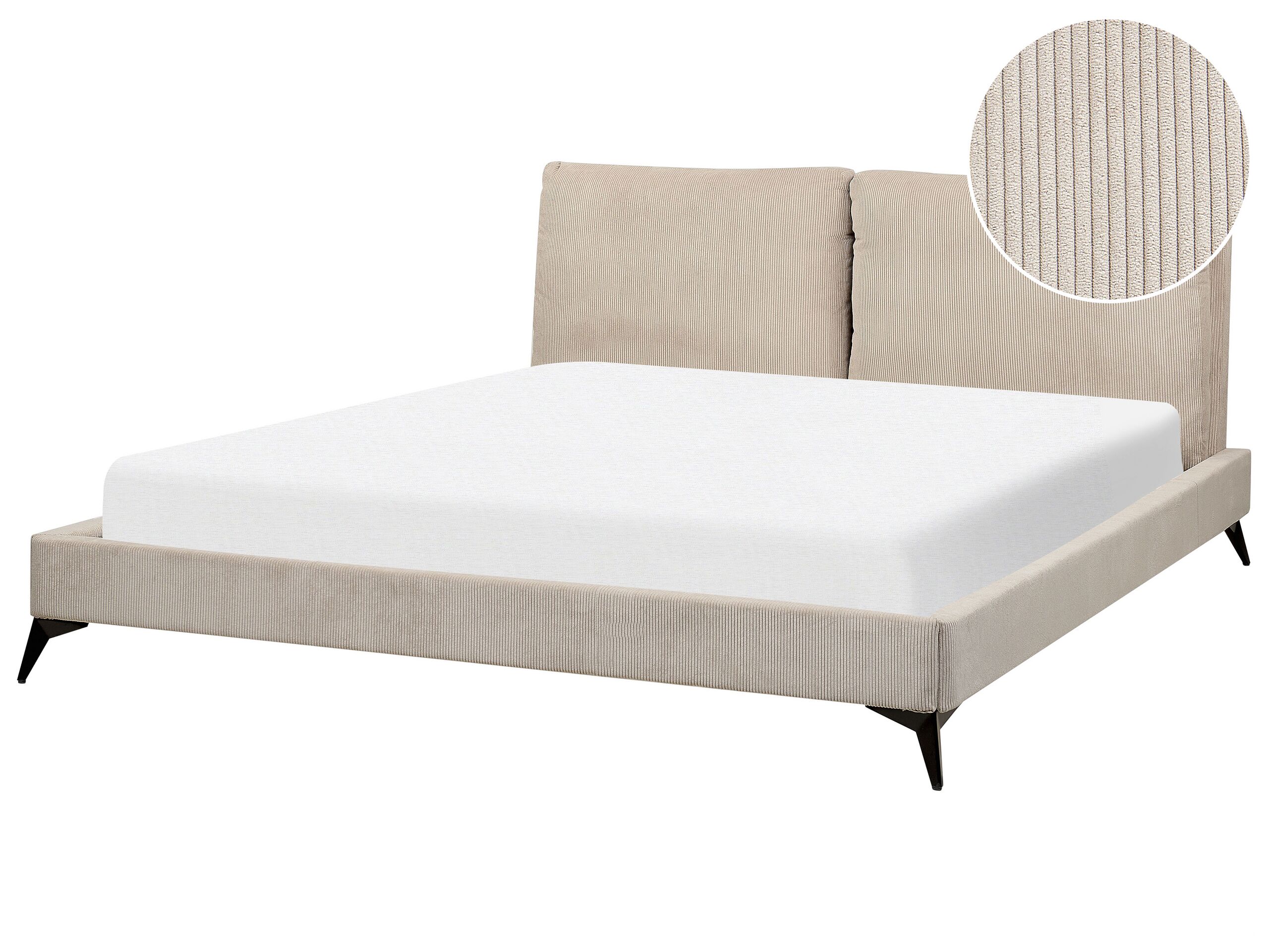 Corduroy EU Super King Size Bed Taupe MELLE