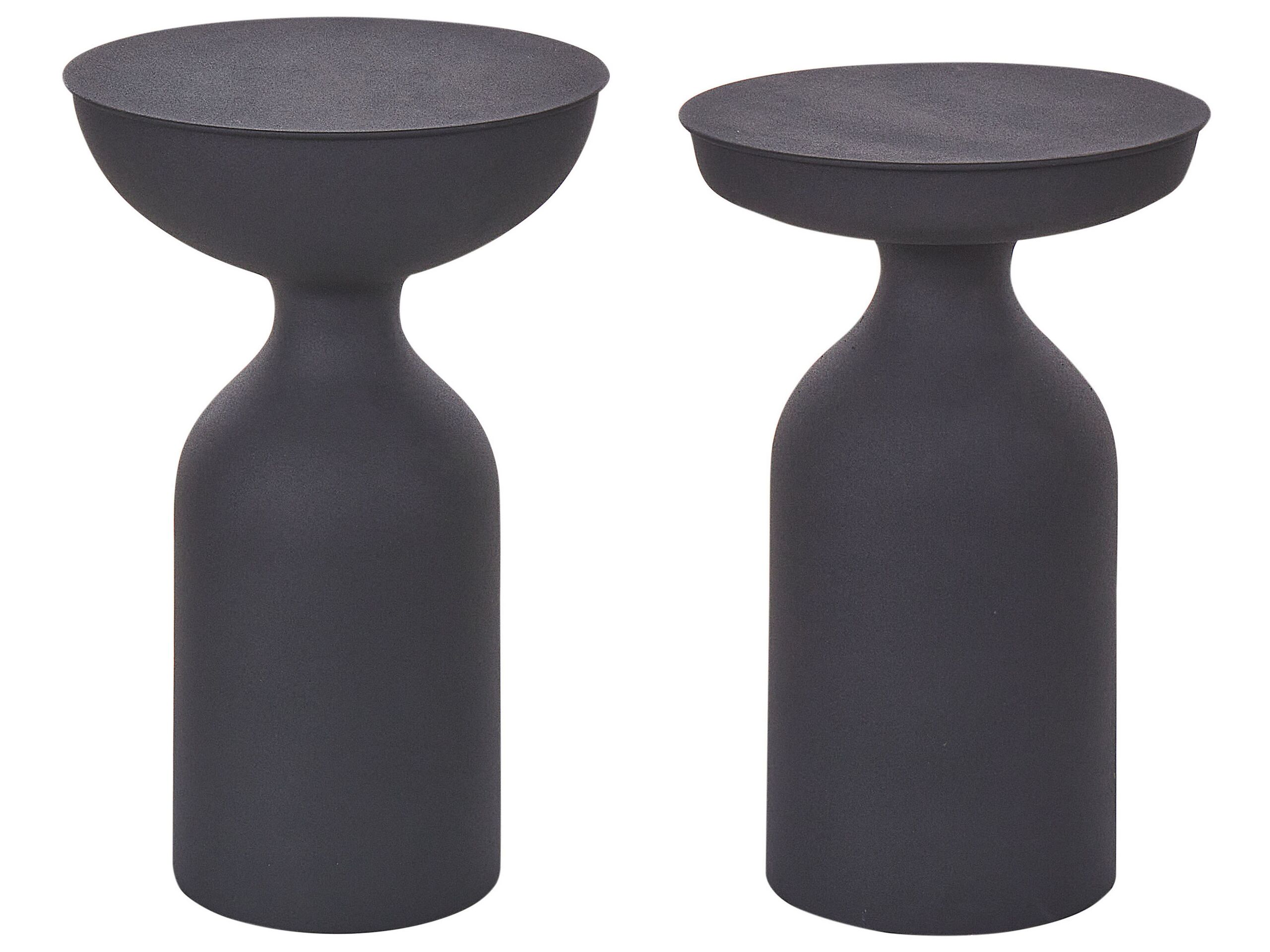 Set of 2 Metal Side Tables Black COTA/TENJO