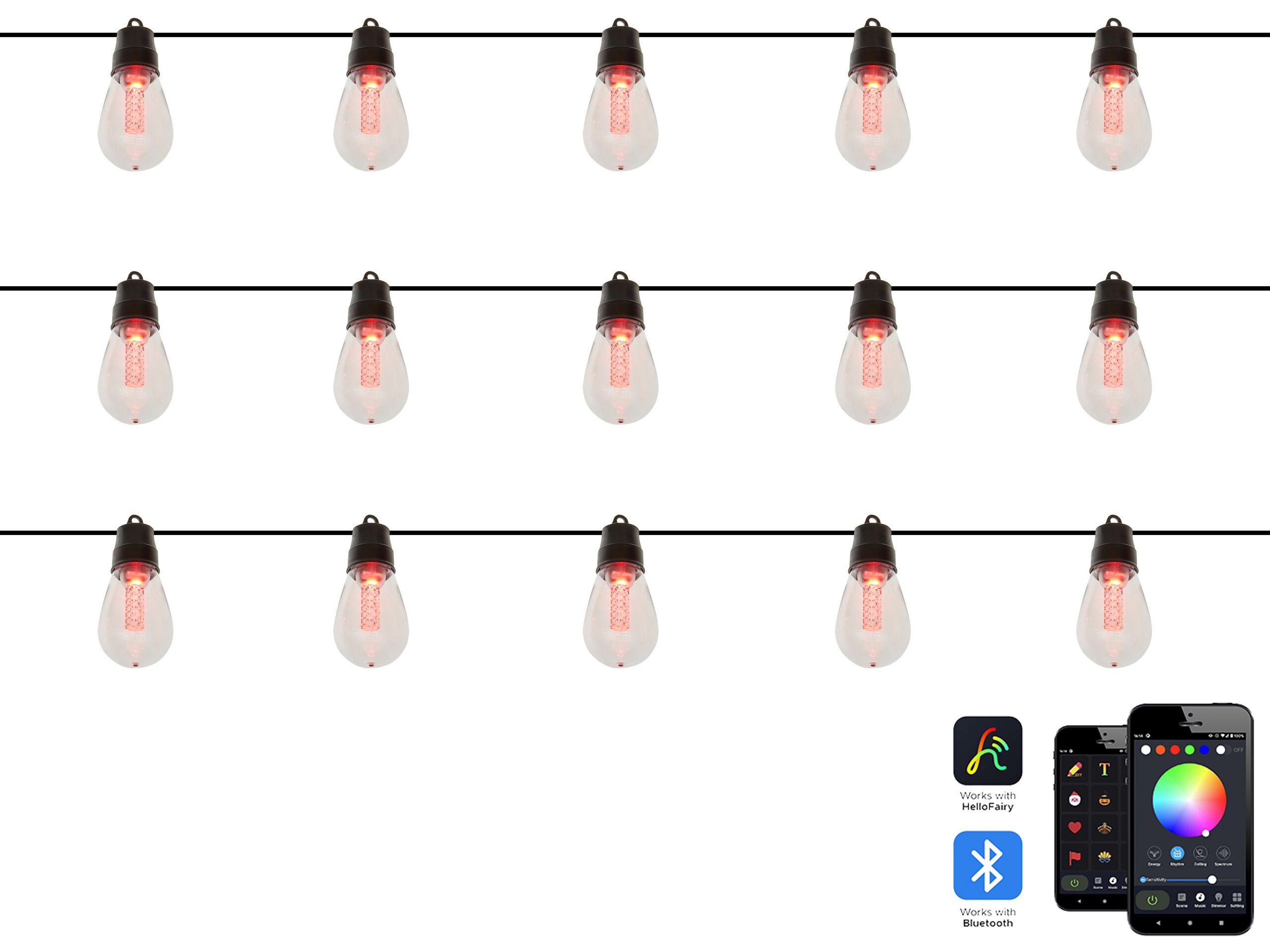 Outdoor String Multicolour Smart LED Lights with App 15 Bulbs