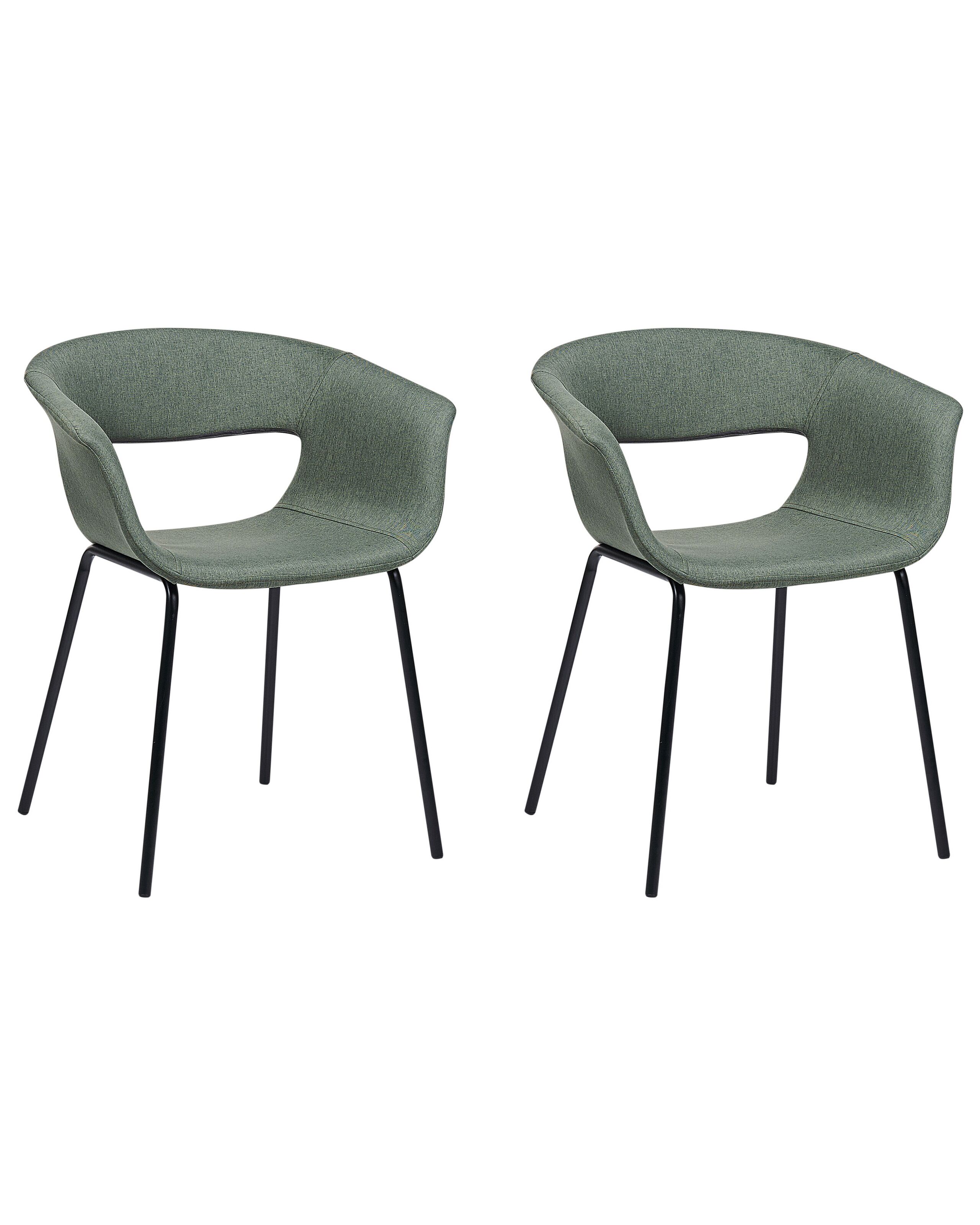 Set of 2 Fabric Dining Chairs Green ELMA