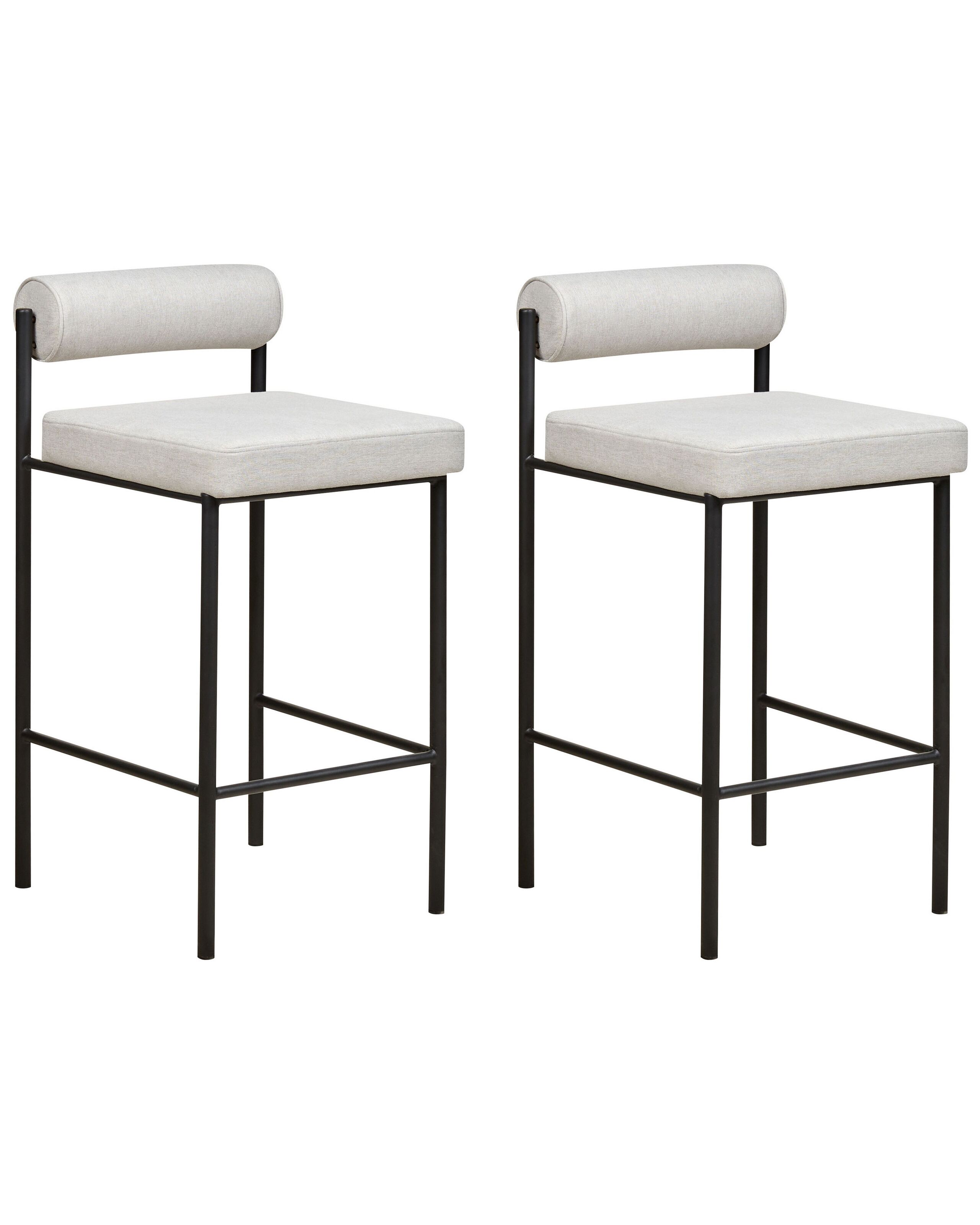 Set of 2 Fabric Bar Chairs Light Grey AMAYA
